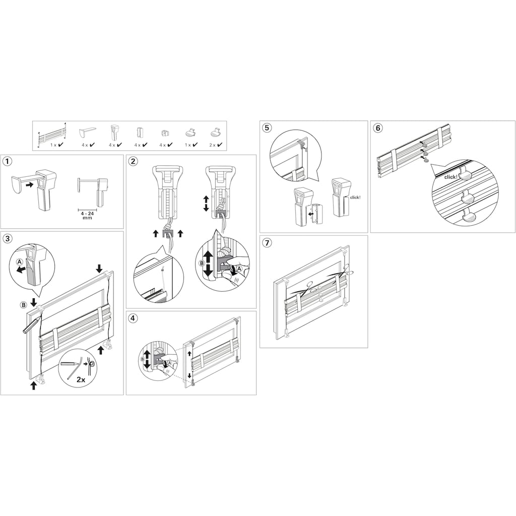 GARDINIA Plissee »Easyfix Plissee Day + Night«, verdunkelnd, energiesparend, ohne Bohren, verspannt, lichtdurchlässig und zugleich abdunkelnd mit Thermobeschichtung