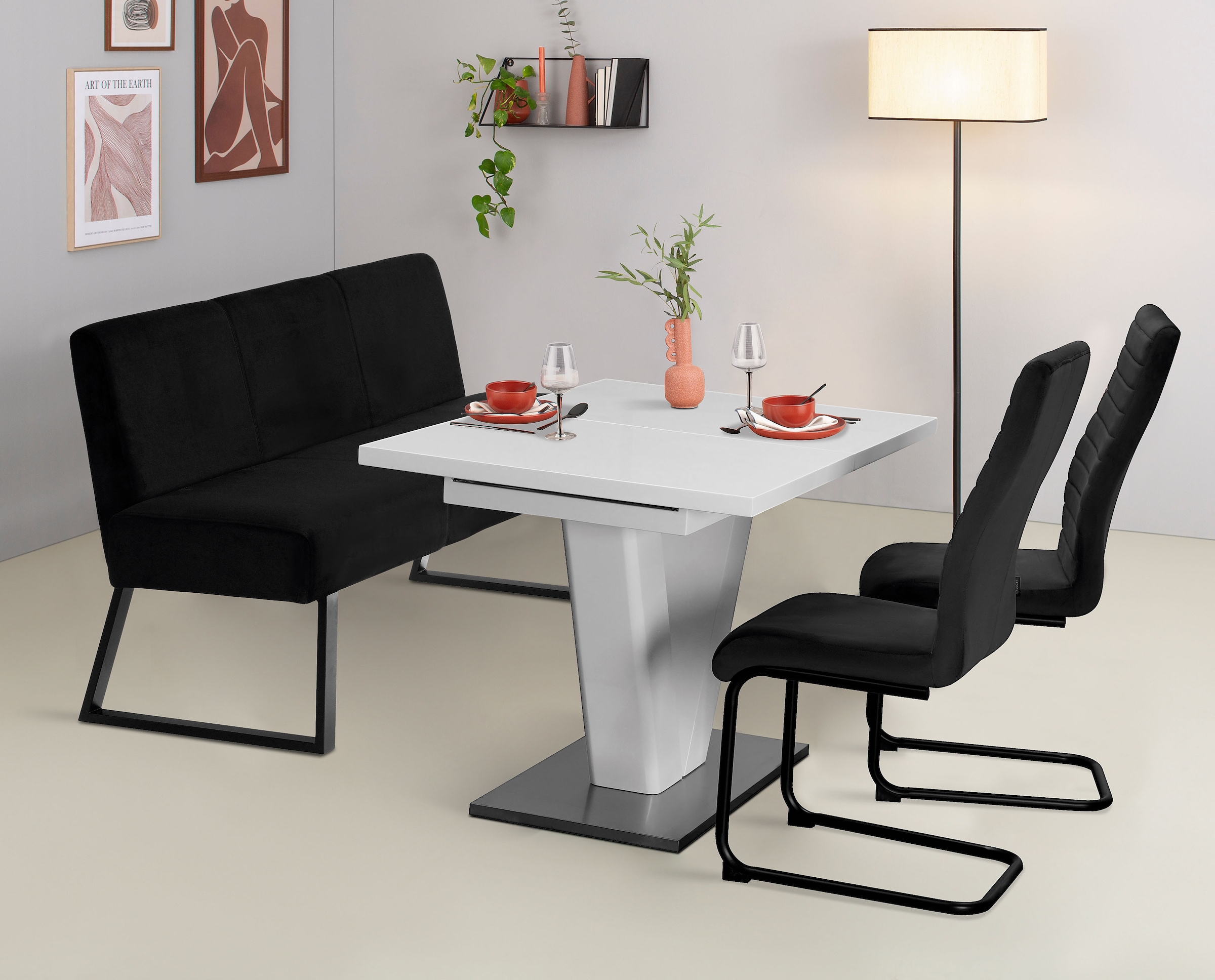 Home affaire Polsterbank »Gladio«, (Esszimmerbank, Sitzbank, Bank), mit Taschenfederkern, schwarzes Metallgestell, Breite 148 cm