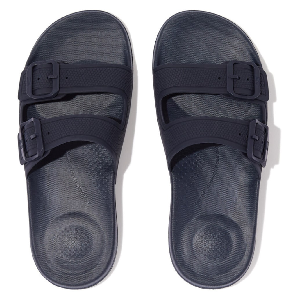 Fitflop Pantolette »IQUSHION TWO-BAR BUCKLE SLIDES«, Sommerschuh, Schlappen, Badeschuh mit zwei verstellbaren Schnallen