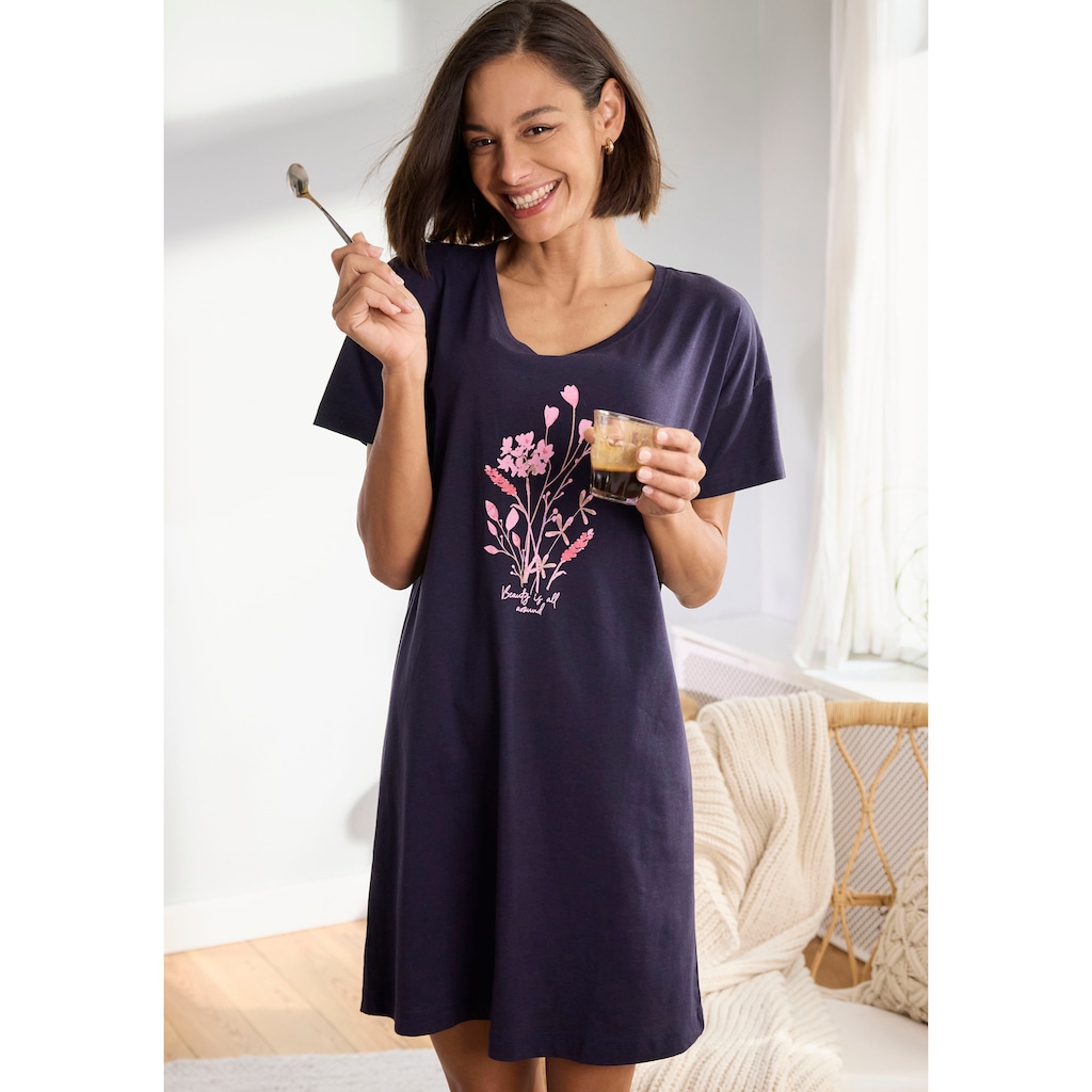 s.Oliver Sleepshirt, (1 tlg.), mit floralem Frontdruck