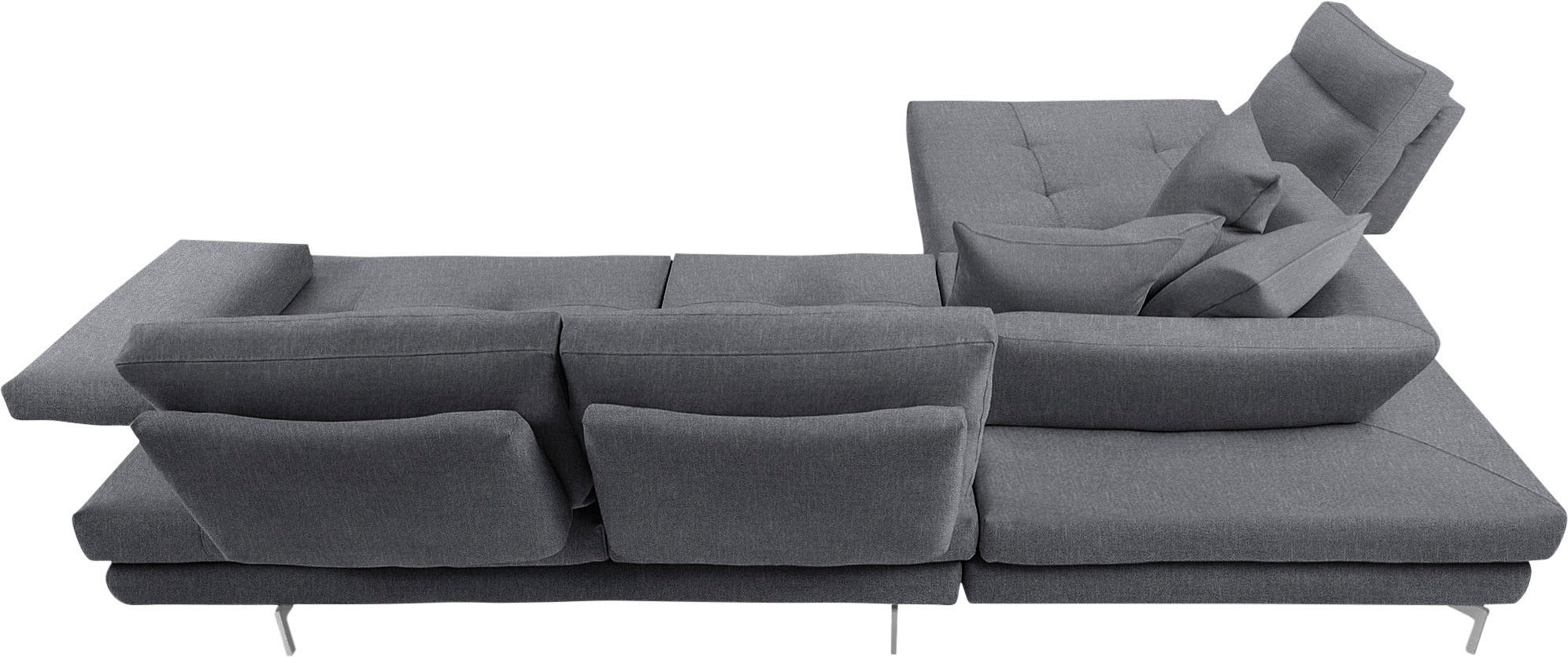 CALIA ITALIA Ecksofa »Toby Wing, L-Form, Designsofa mit sensationellem Sitzkomfort«, Sitztiefenverstell.,wahlw. mit Kissen-Set, Füße chrom glänzend