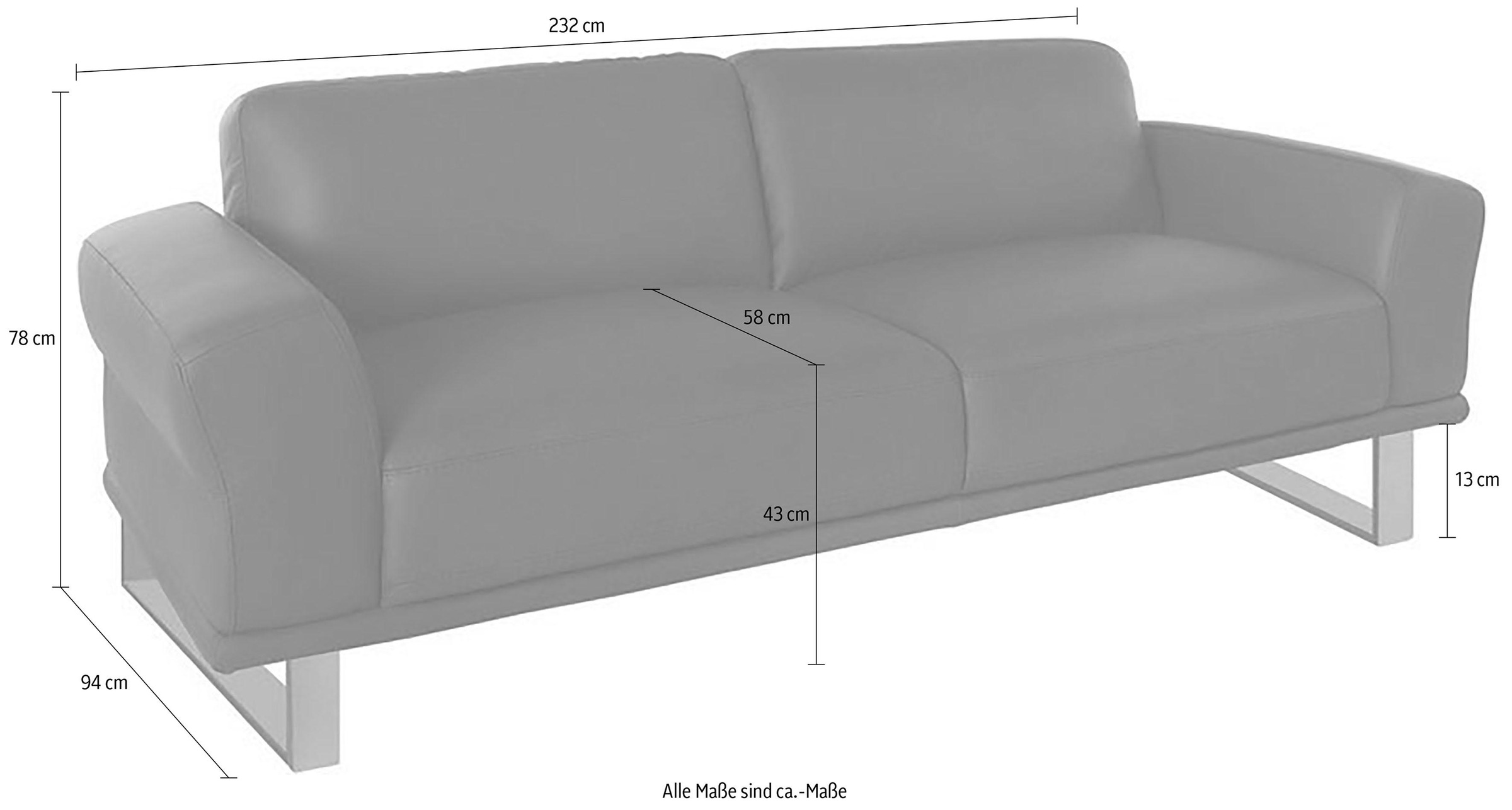 W.SCHILLIG 2,5-Sitzer »montanaa«, mit Metallkufen in Silber matt, Breite 232 cm