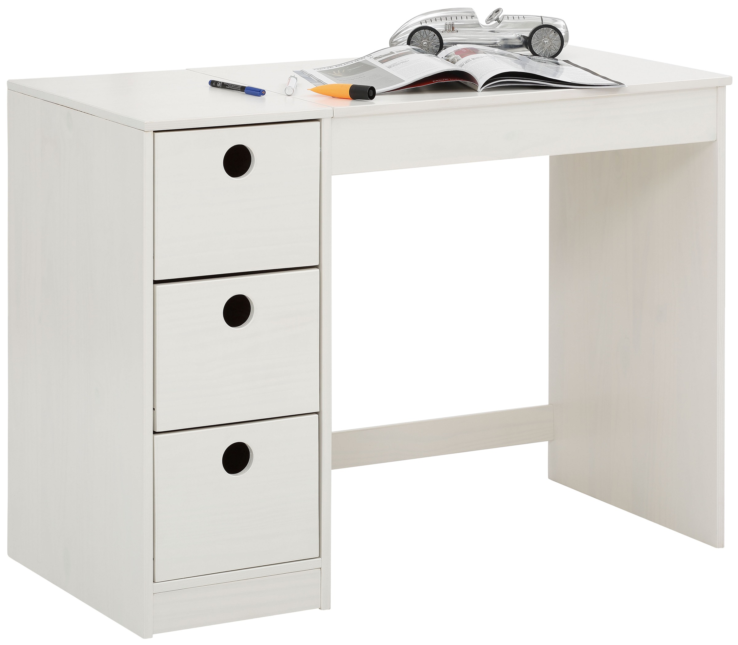 Lüttenhütt Schreibtisch »Alpi«, aus massivem Kiefernholz, Wangengestell