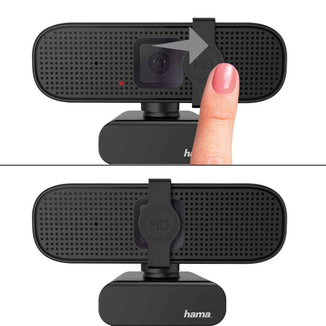 Hama Full HD-Webcam »PC Webcam für Laptop PC, Streaming, Chatten mit Mikrofon, Windows Mac«, Full HD, Plug & Play, verschließbare Linse, Standfuß, Stativgewinde, drehbar