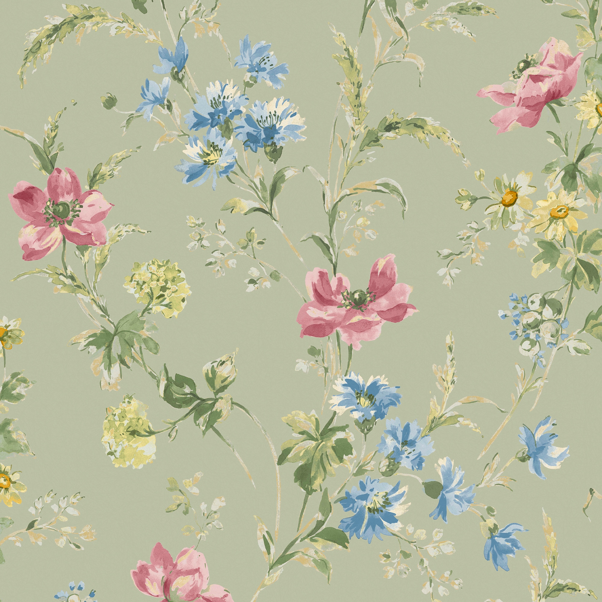 LAURA ASHLEY Vliestapete »Poppy Meadow«, geblümt, 10mx52cm (ca. 5m2)