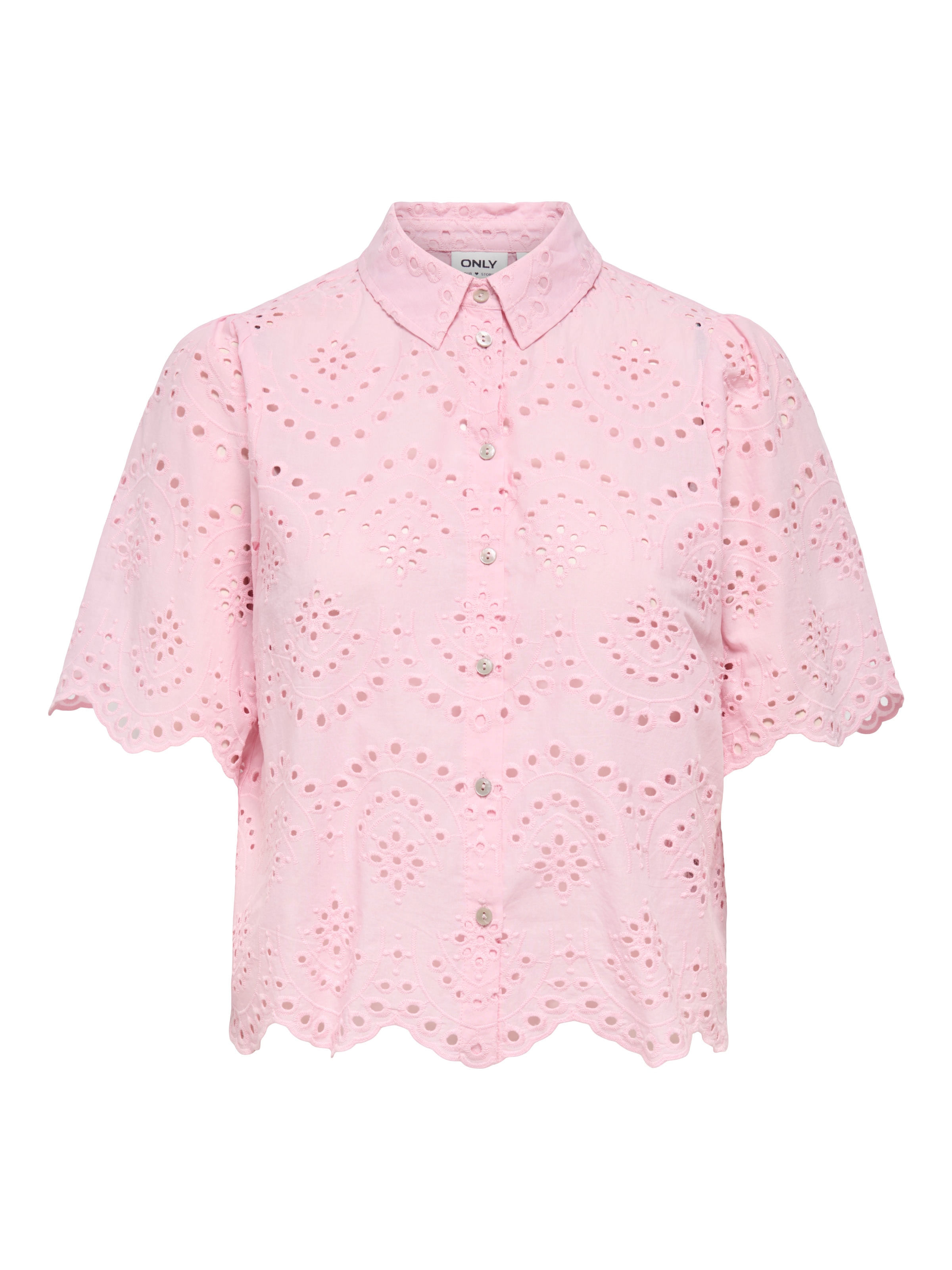 ONLY Spitzenbluse »ONLVALAIS S/S SHIRT WVN NOOS« Baumwolle, loose fit