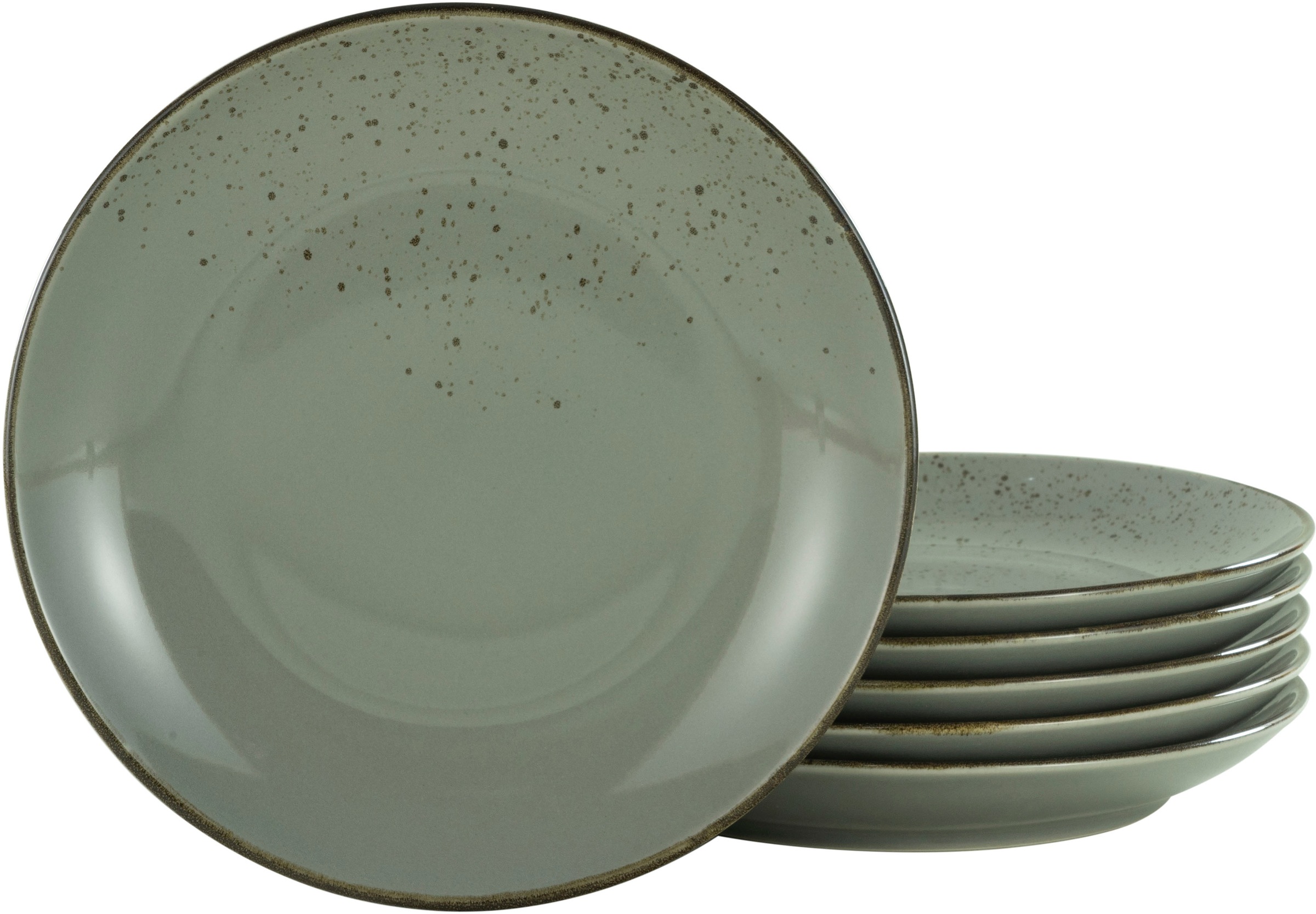 CreaTable Speiseteller "Essteller NATURE COLLECTION" Teller Set für 6 Personen, Ø 27 cm, Steinzeug, flache Teller