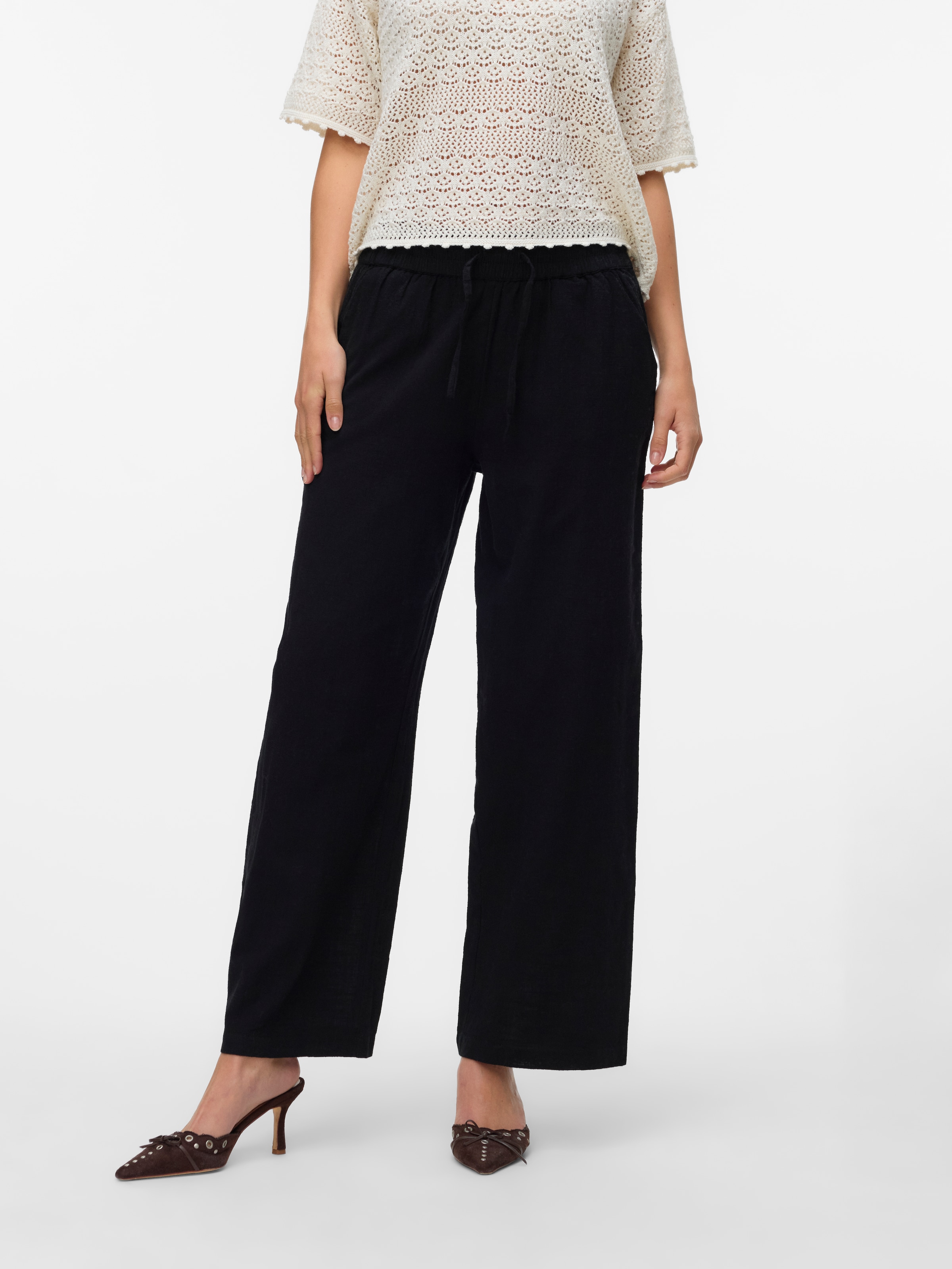 Vero Moda Schlupfhose "VMCAIA MW WIDE PANT WVN NOOS", Sommerhose, mit Leine günstig online kaufen
