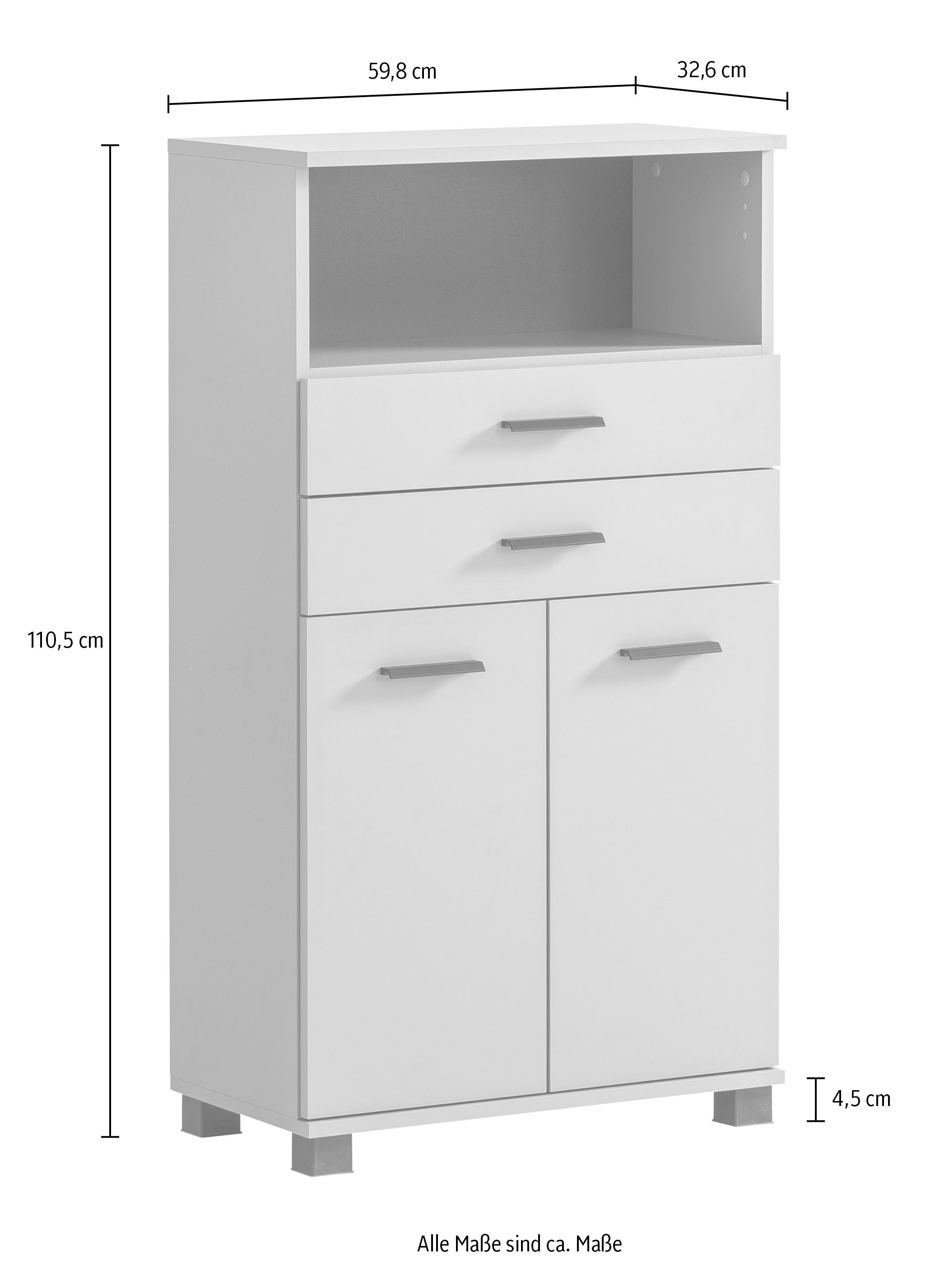 Schildmeyer Midischrank »Palermo, Made in Germany«, Breite 60 cm, verstellbarer Einlegeboden, Metallgriffe, 2 Schubkästen