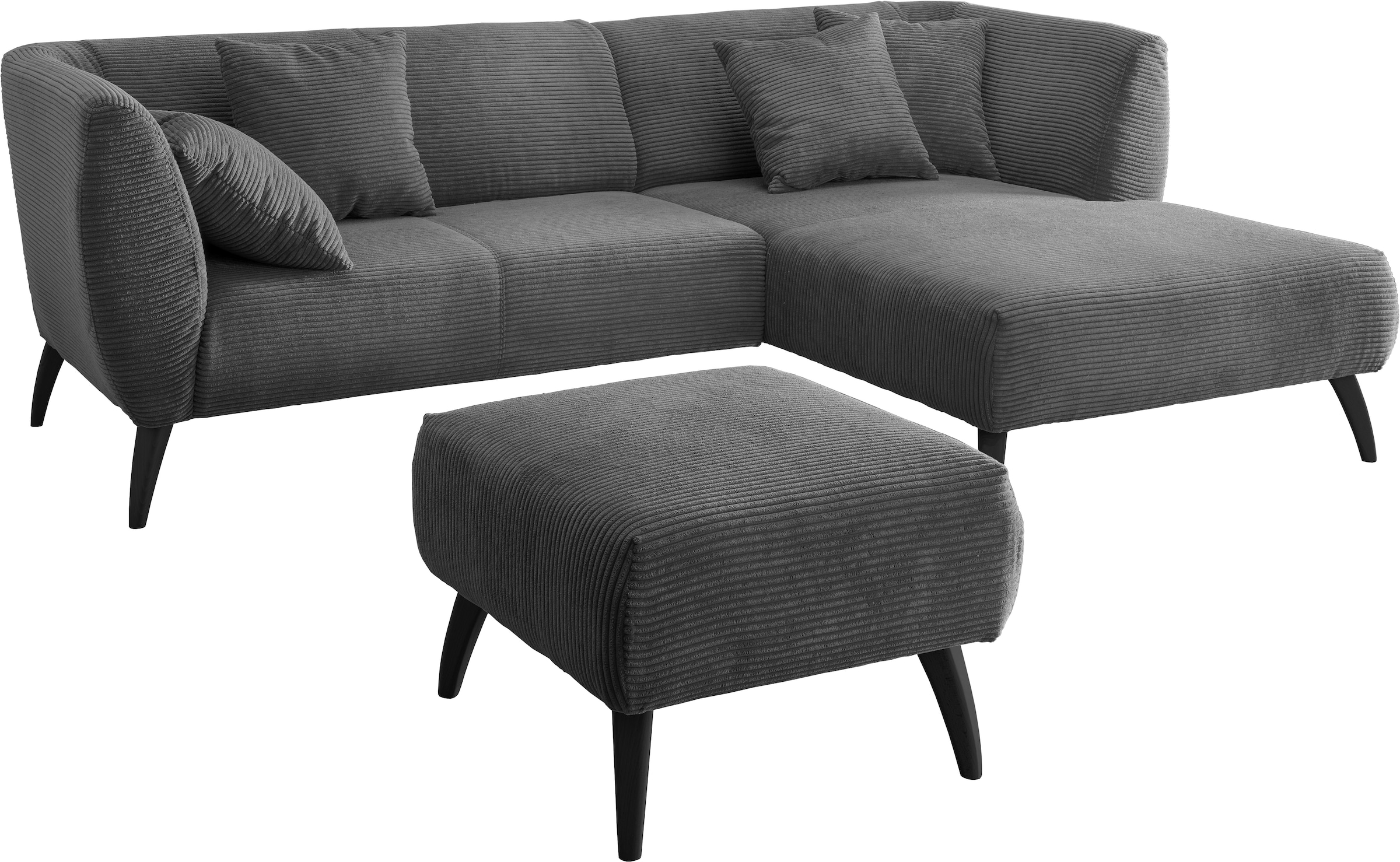 INOSIGN Ecksofa »Colori L-Form«, Holzfußfarbe wählbar, inkl. 4x Zierkissen