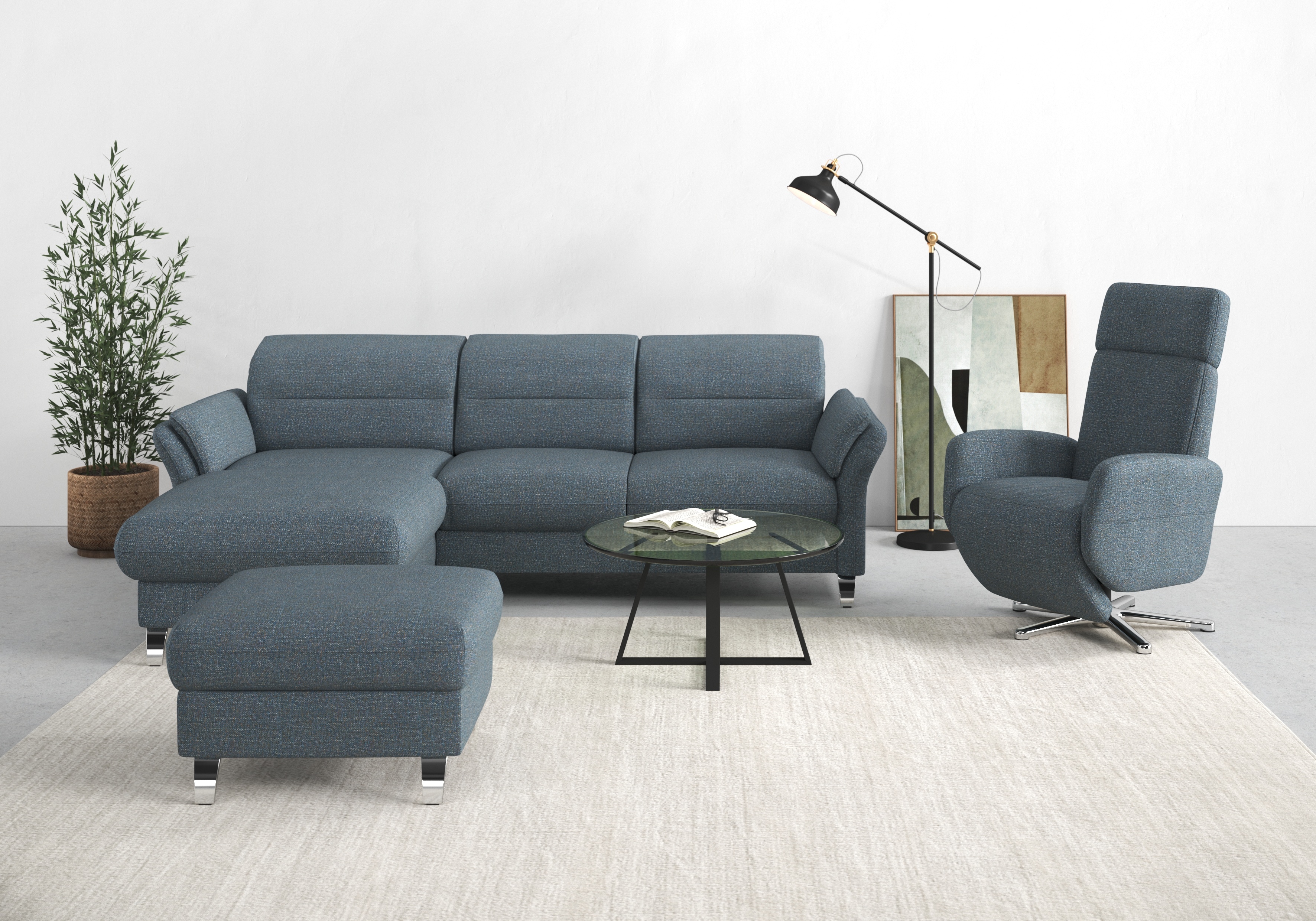 sit&more Ecksofa "Grenoble L-Form mit Federkern" wahlweise mit Schlaffunktion, Bettkasten, Arm- und Kopfteilverstellung