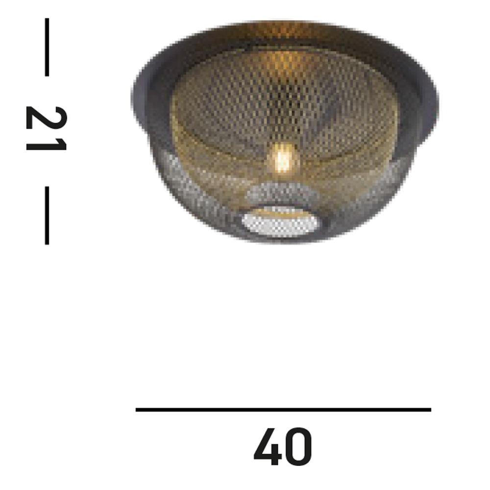 Searchlight Deckenleuchte »Honeycomb Flush - Black Metal & Gold Mesh« E27 1 Stk.