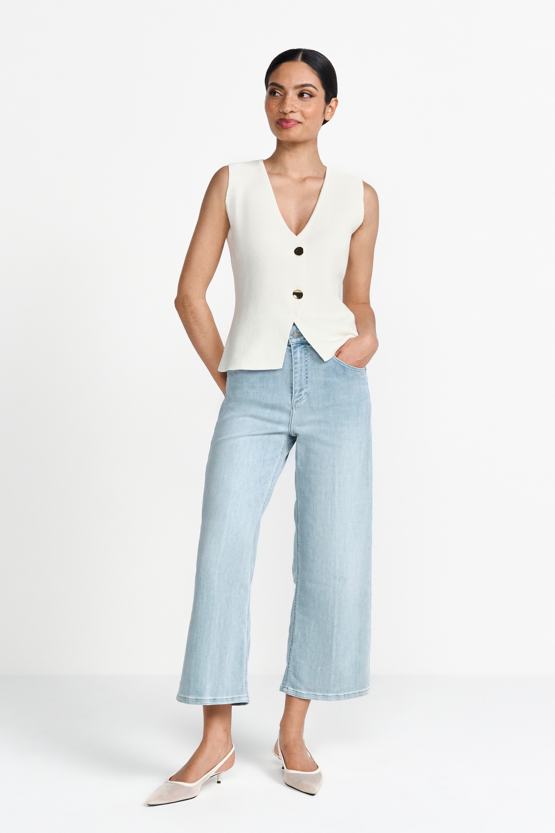 RICHROYAL 7/8-Jeans, Culotte Light Blue Satin Denim günstig online kaufen
