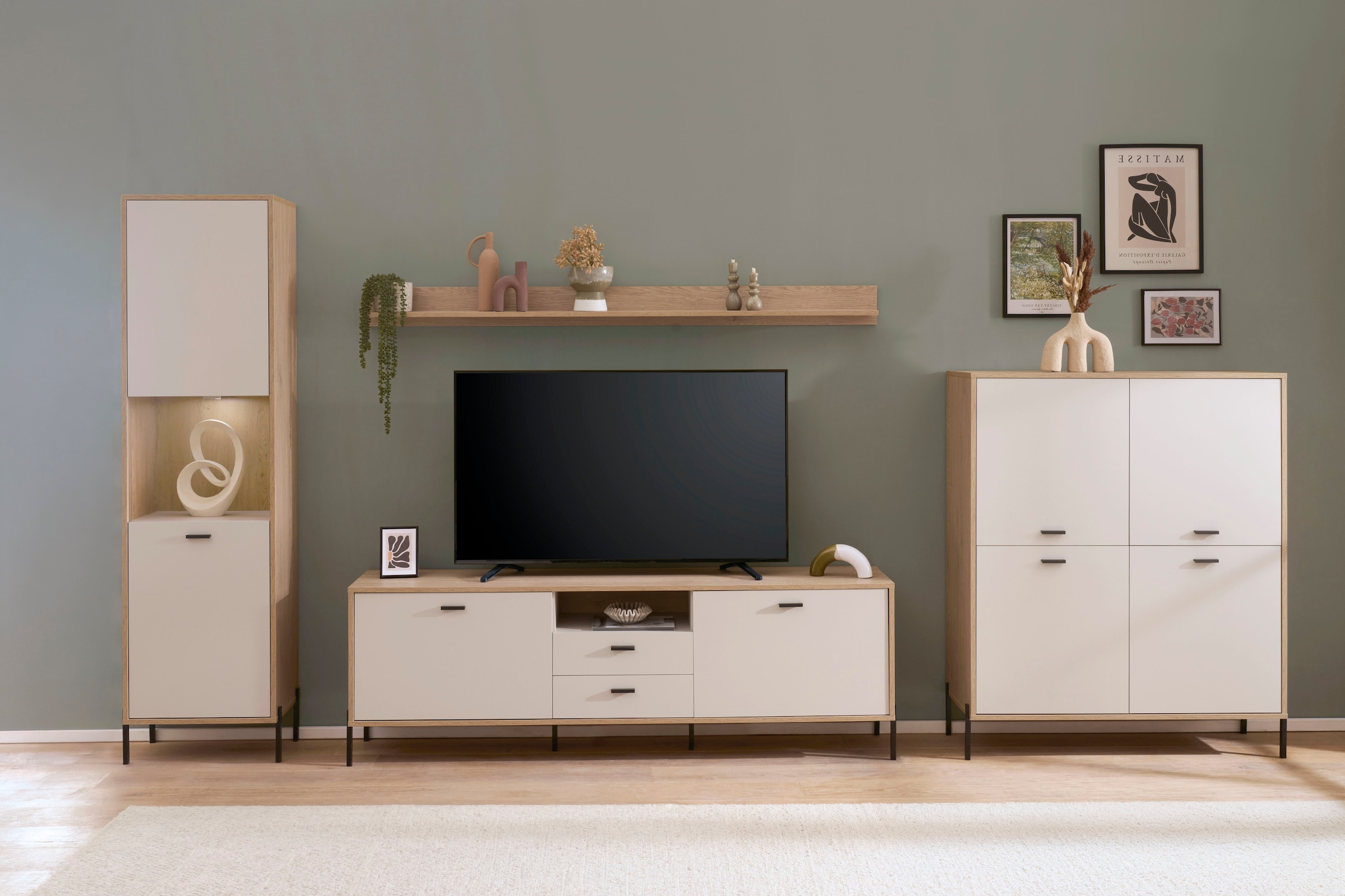 Home affaire Wohnwand »Fredericia, moderne Anbauwand, Komplettset in Kaschmir« Set, 4 Stk. tlg.