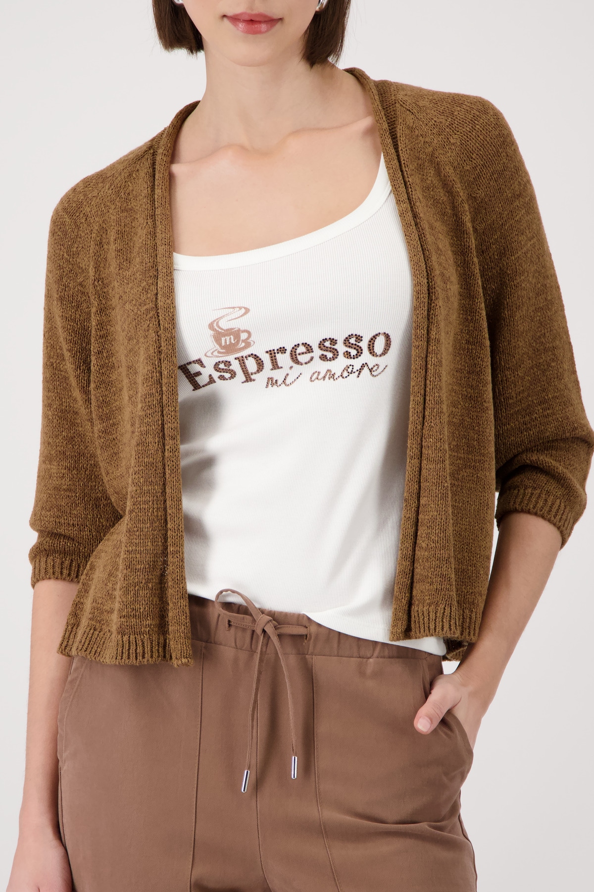 Monari Strickjacke "Jacke Stricküberwurf Basic" mit Halbarm