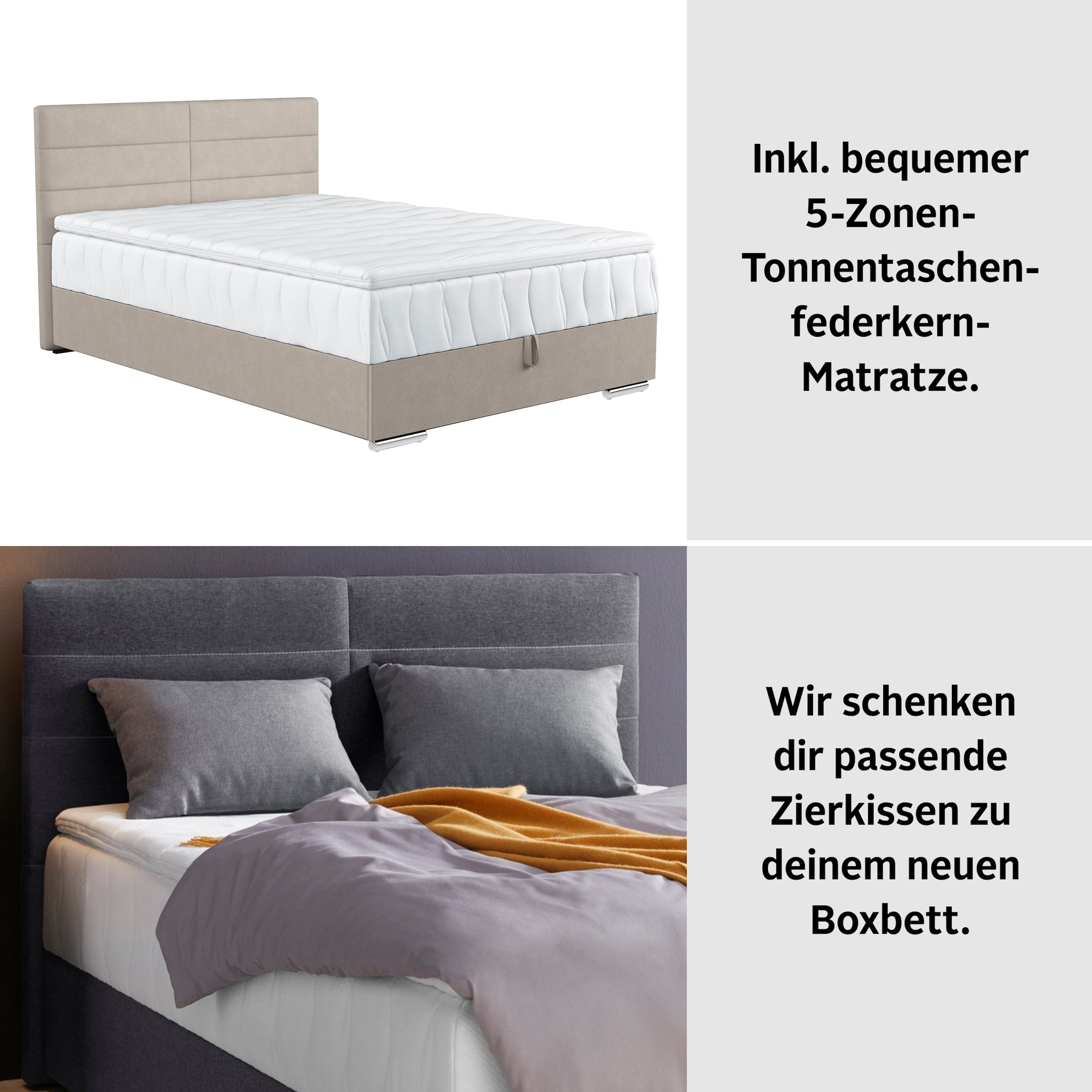 COTTA Boxbett »Tom«, mit Bettkasten, Topper und Zierkissen