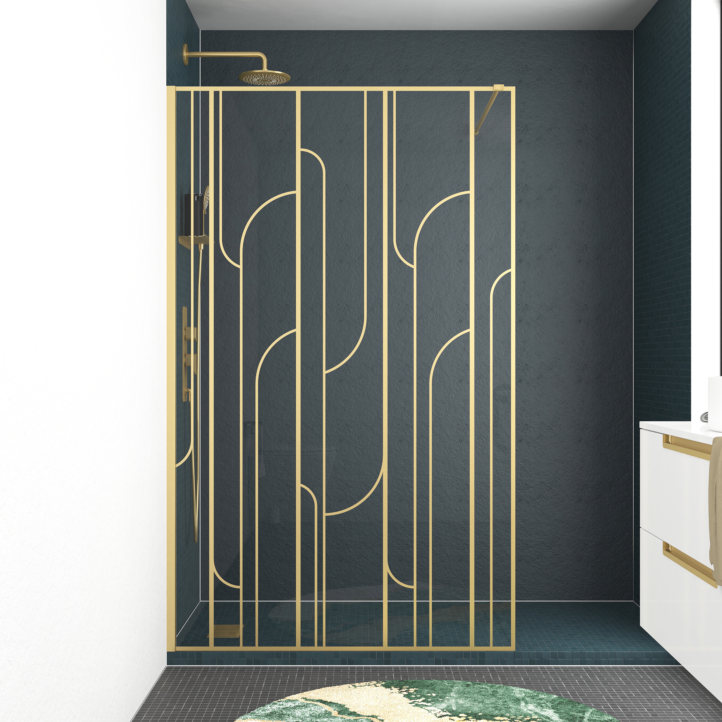 Marwell Walk-in-Dusche »Nouveau«, mit goldenen Siebdruck und hochwertigen Aluminiumwandprofil