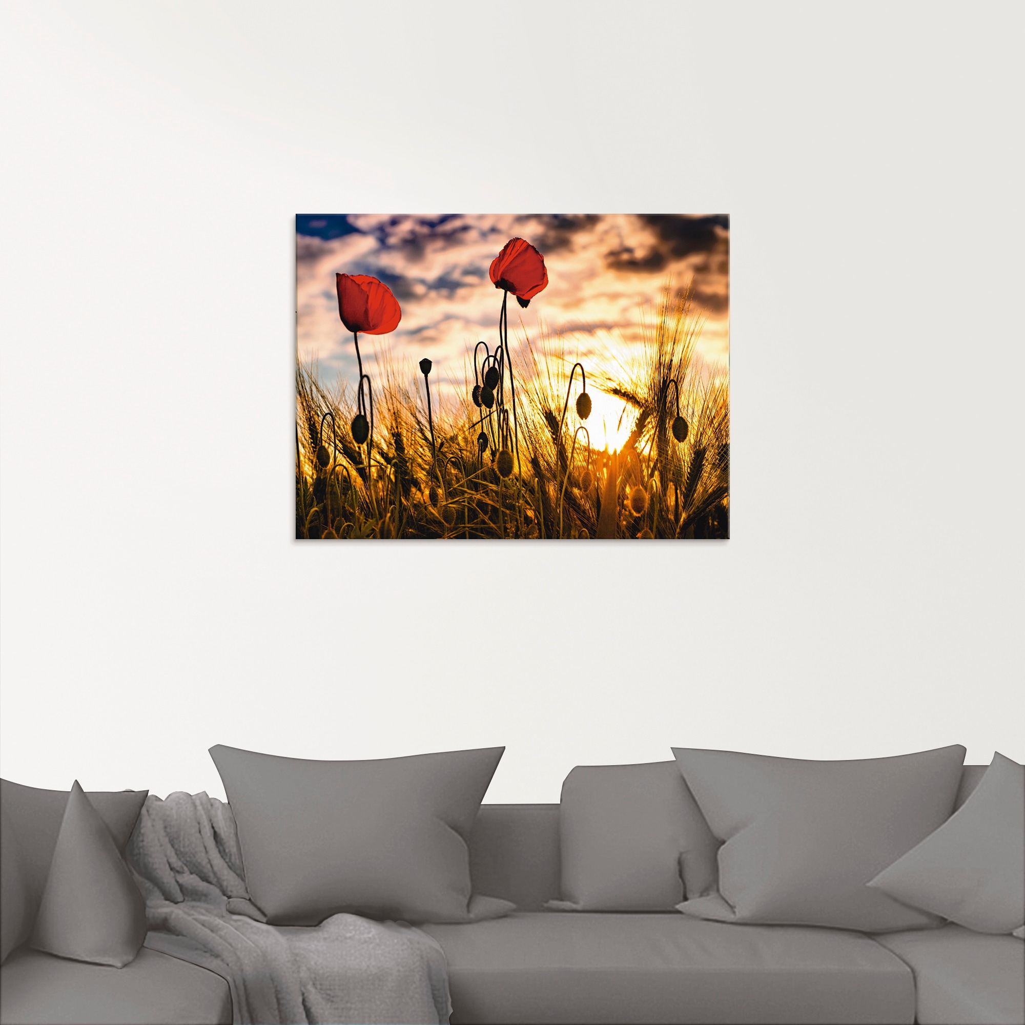 Artland Glasbild »Mohnblumen im Sonnenuntergang«, Blumen, (1 St.), in verschiedenen Größen