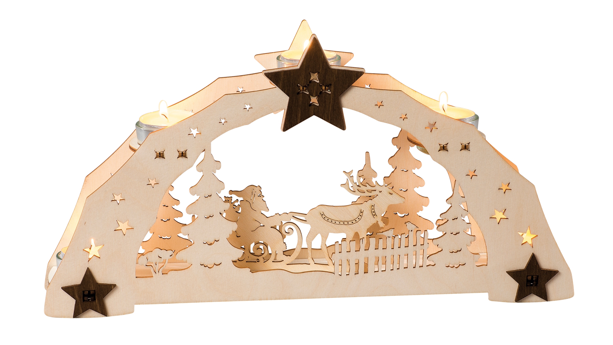 SAICO Original Teelichthalter "Weihnachtsmann auf Schlitten" BxHxT: 38x20x7 günstig online kaufen