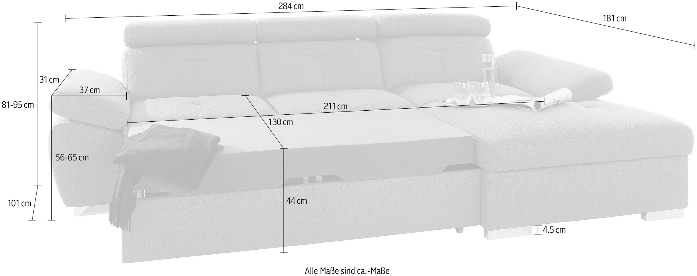 exxpo - sofa fashion Ecksofa »Spring, super bequem, mit Armteil- und Kopfteilfunktion, OTTOs Choice«, L-Form, wahlweise mit Bettfunktion und Bettkasten