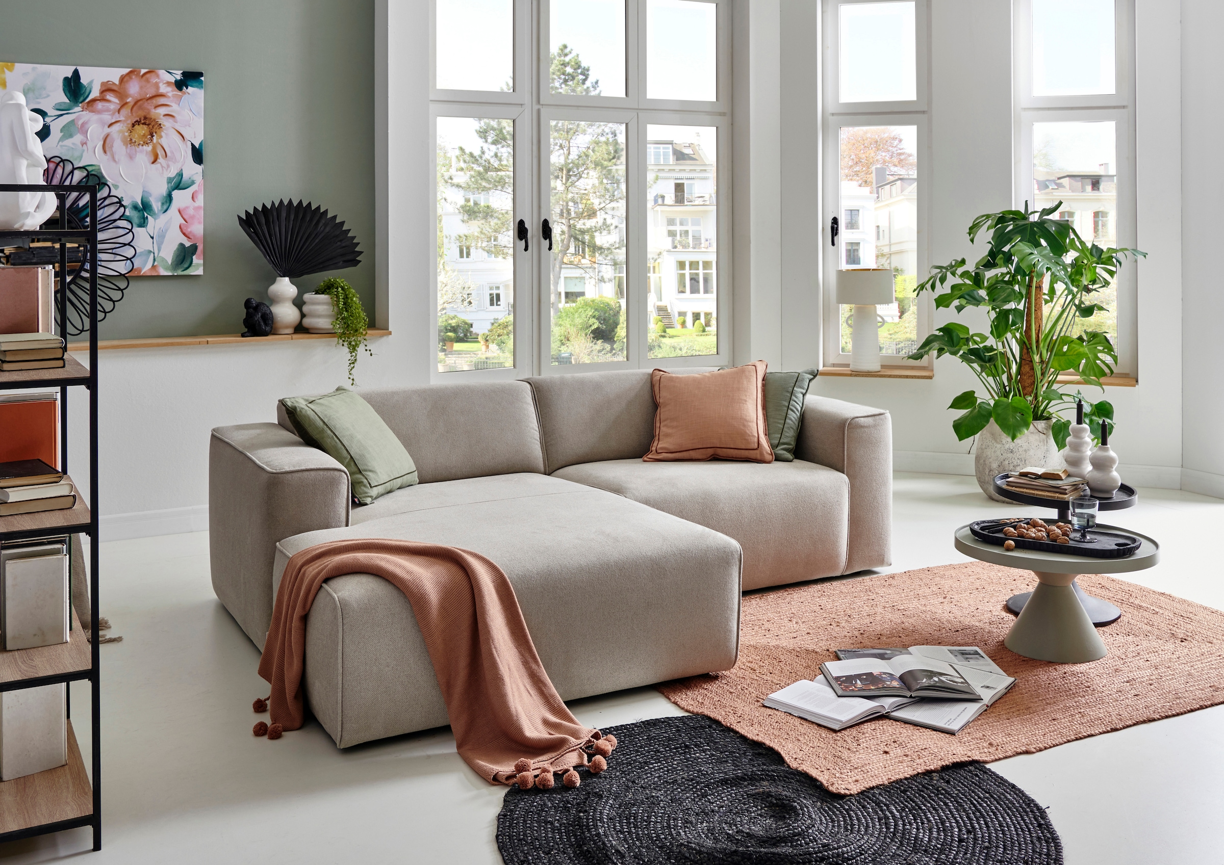 andas Ecksofa »Noord«, mit Kedernaht, Breite 234 cm, Cord, Struktur, Webstoff