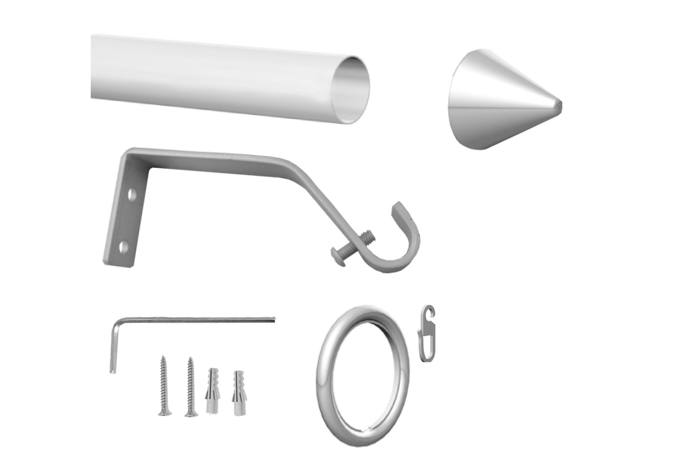 indeko Gardinenstange »Kegel«, 1 läufig-läufig, BAUR und Fixmaß, Ringen Montagematerial Komplett-Set inkl. 