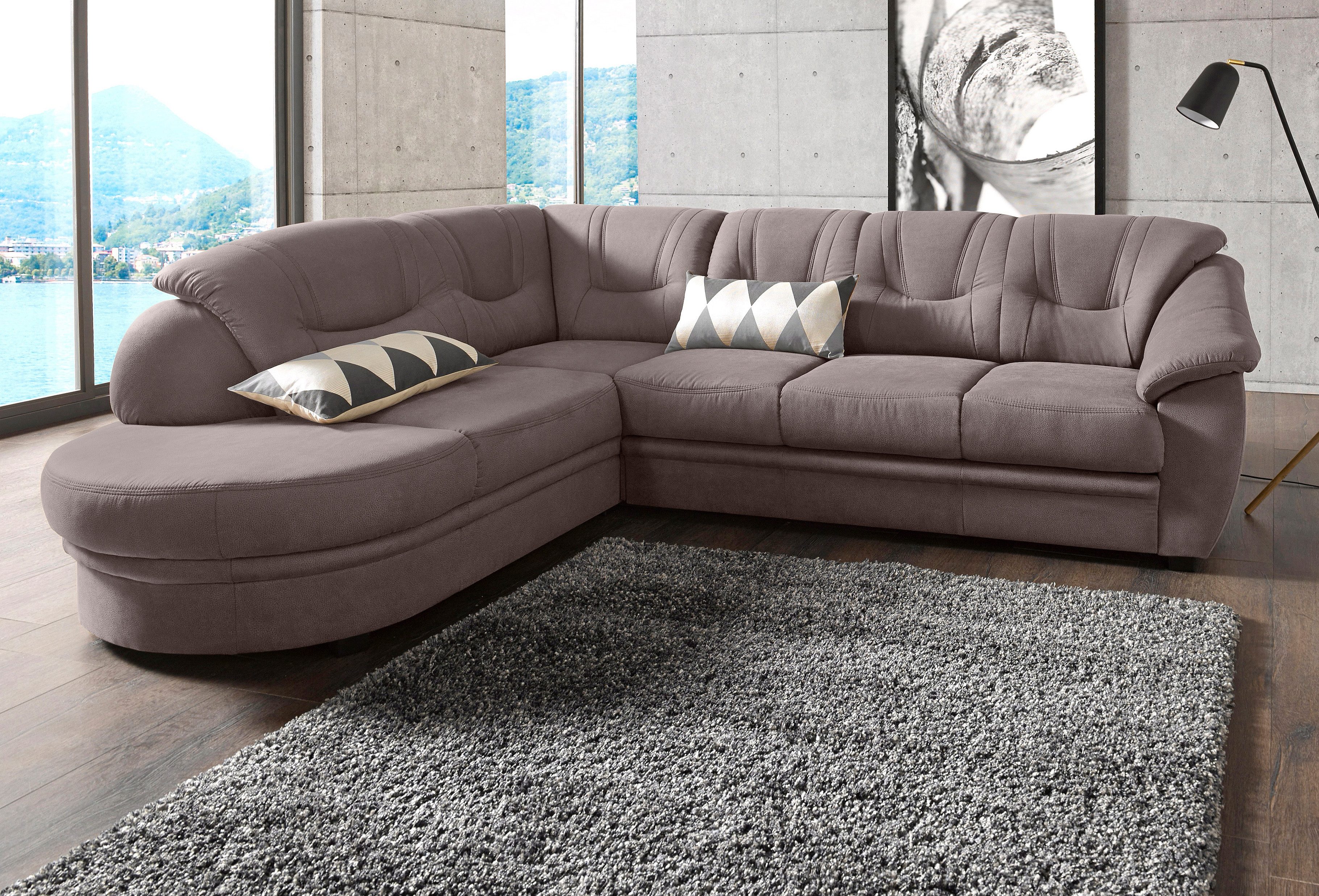 sit&more Ecksofa "Savona L-Form, B: 267 cm, Couch mit Federkern, Komfortsitzhöhe 46 cm" optional mit Schlaffunktion