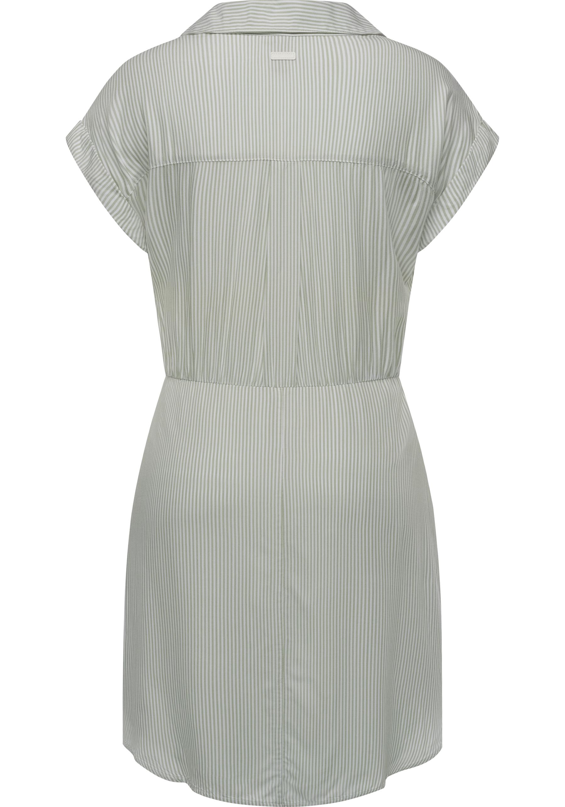 Thumbnail - Ragwear Blusenkleid "Bahaya Stripe" Brusttaschen gestreiftes Damen Sommerkleid mit Bindeband