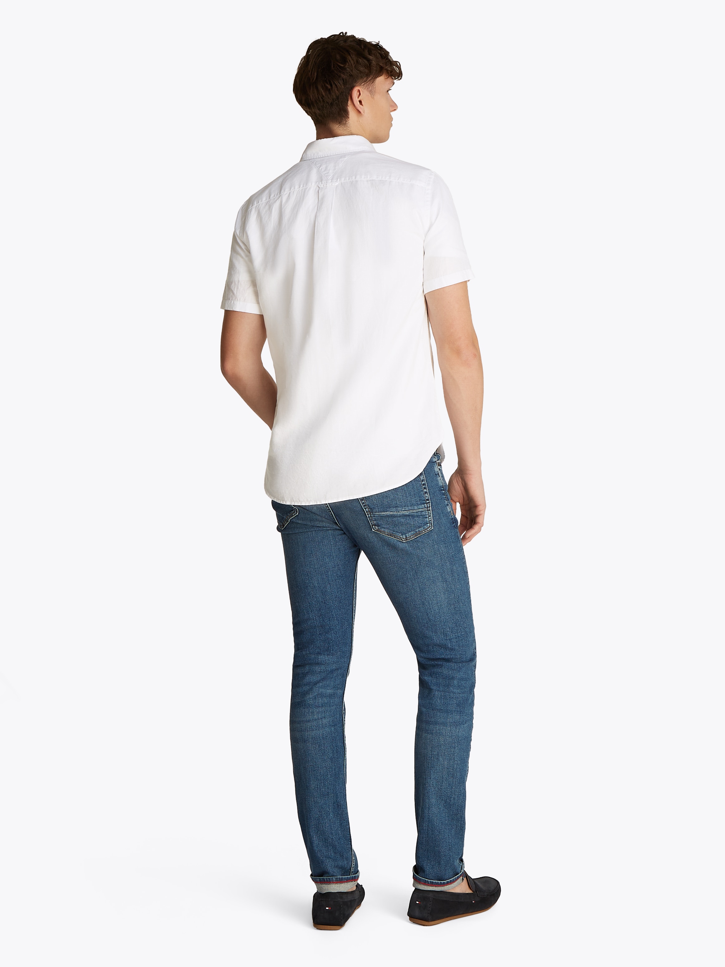 Tommy Hilfiger Kurzarmhemd »LINEN BLEND SOLID SS RF SHIRT«, mit Button-down-Kragen