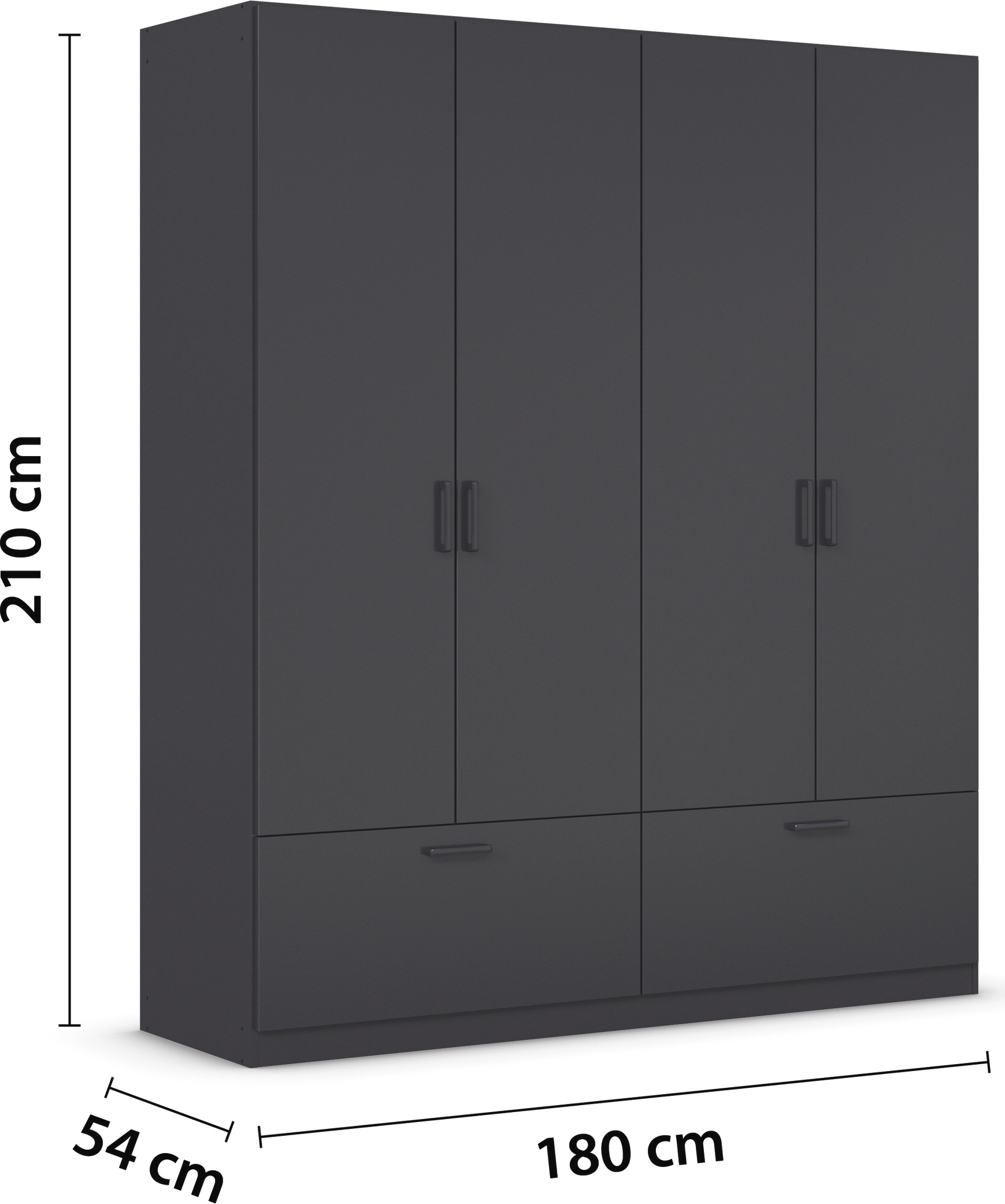 rauch Drehtürenschrank »Kleiderschrank Schrank Garderobe Wäscheschrank BARI«, mit Schubkästen und modernem Griff in Graumetallic MADE IN GERMANY