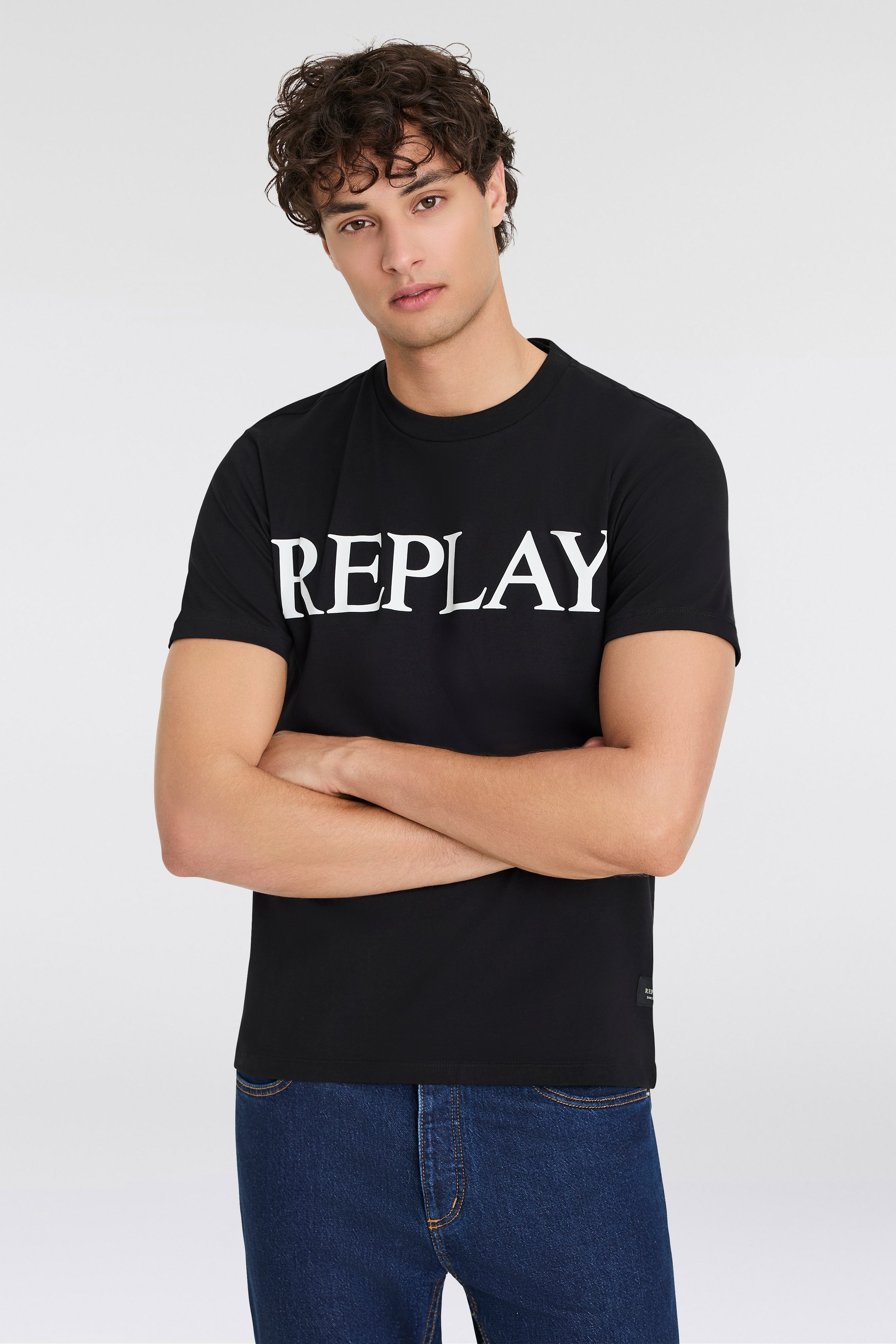 Replay Herren Rundhals T-Shirt BASIC JERSEY BIG 30/1 Regular Fit günstig online kaufen