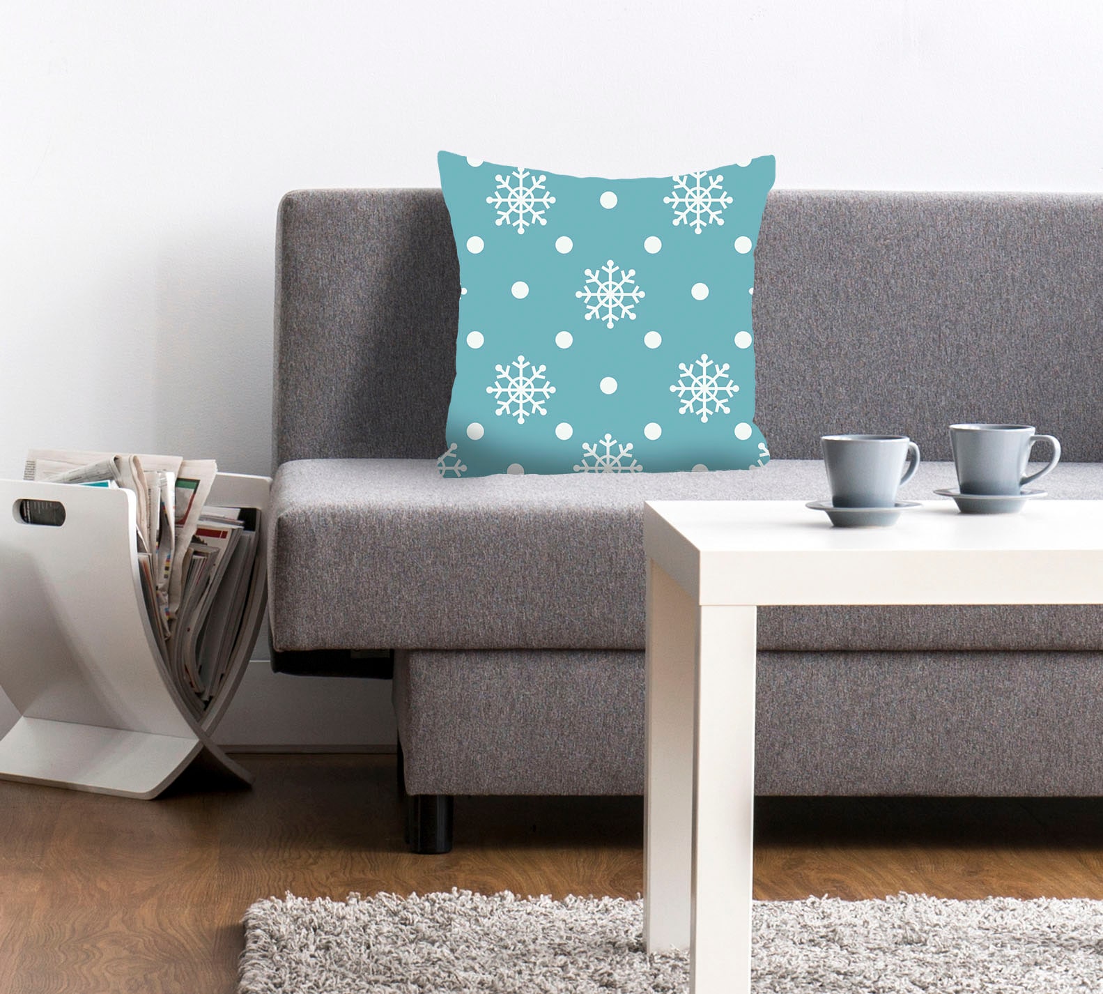 queence Dekokissen "Snowy" mit weißen Schneeflocken günstig online kaufen