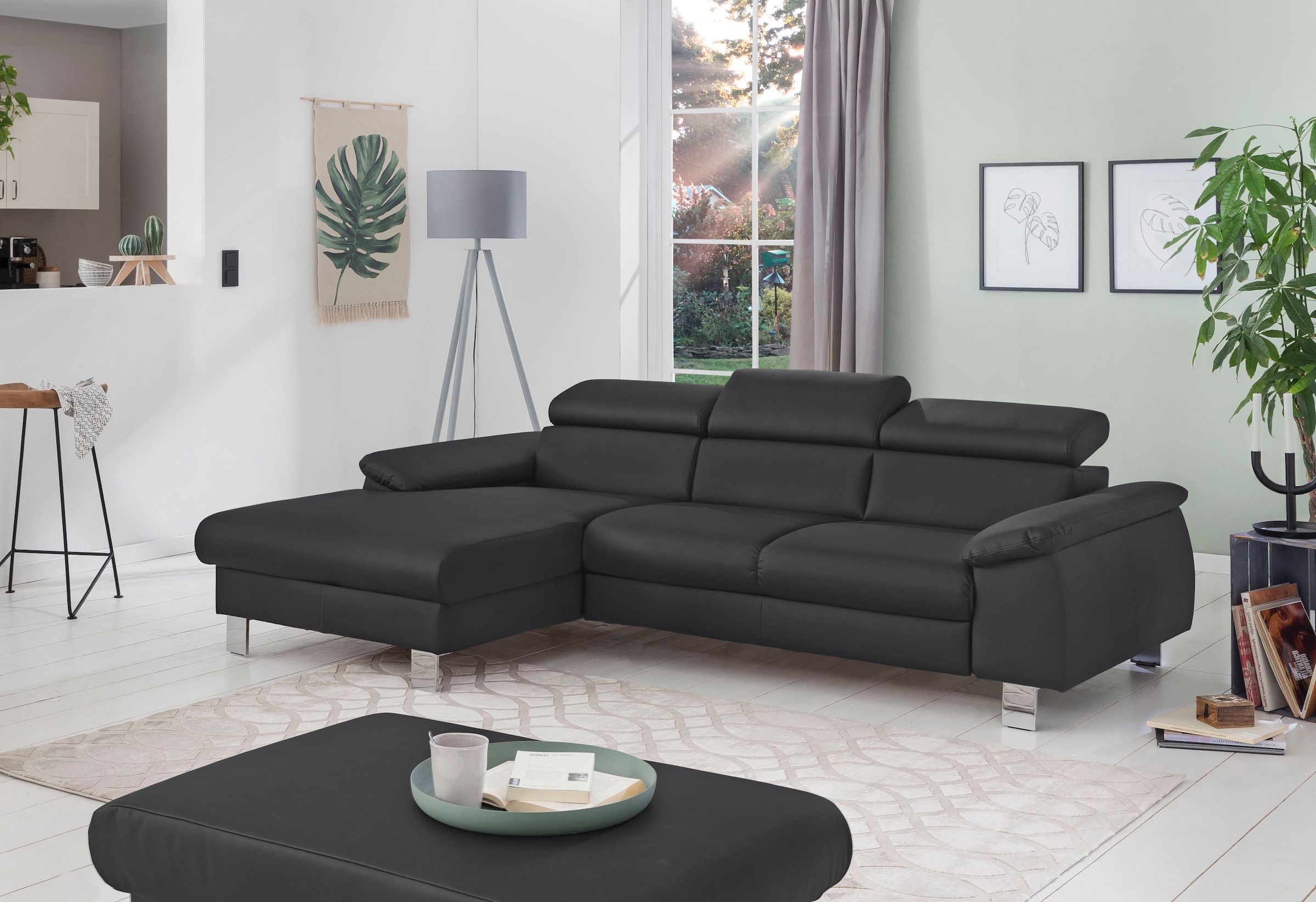 COTTA Ecksofa "Komaris L-Form, B: 244 cm" mit Kopfteilverstellung, optional Schlaffunktion, Bettkasten & Licht