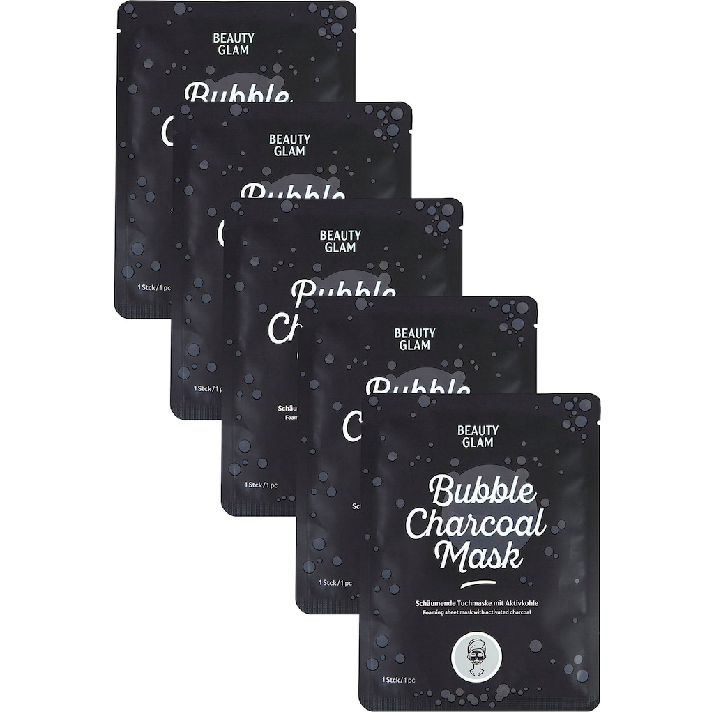 BEAUTY GLAM Gesichtsmasken-Set »Bubble Charchoal Mask«, (Set, 5 tlg.)