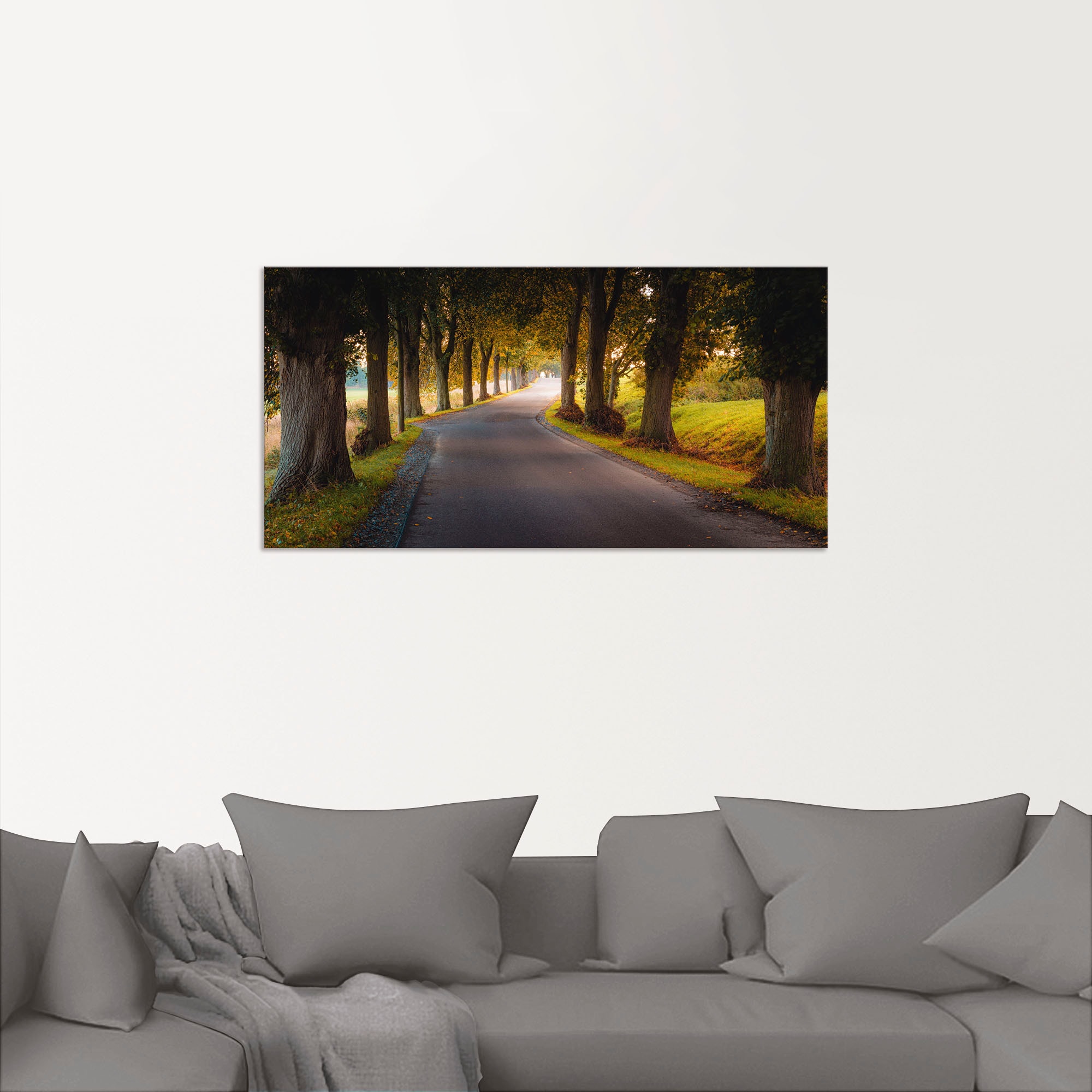 Artland Wandbild »Allee versch. Alubild, im in Wandaufkleber kaufen | Poster & Größen Herbst«, St.), Baumbilder, oder Leinwandbild, Wiesen BAUR als (1