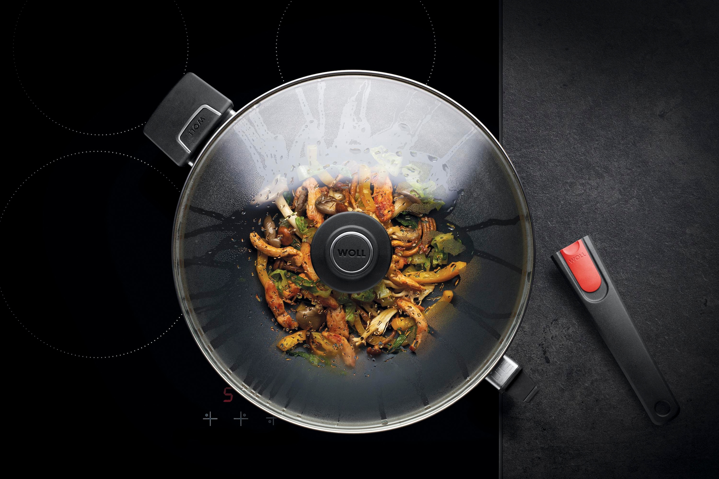 WOLL MADE IN GERMANY Wok »Diamond Lite«, Aluminiumguss, Ø 34 cm, mit Glasdeckel, Induktion