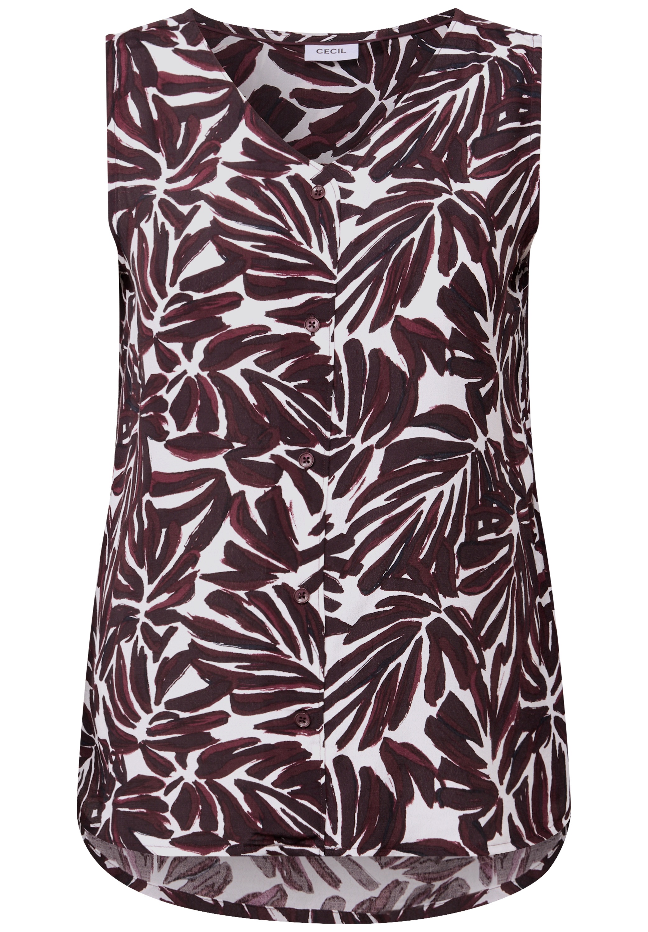 Blusentop CECIL, Damen, Gr. XS (36), rot (mulberry rot), Stoff, 100% Viskose, bedruckt, normal normal, V-Ausschnitt, abgesteppt, Blusen Blusentop, Feel Good Fit 3