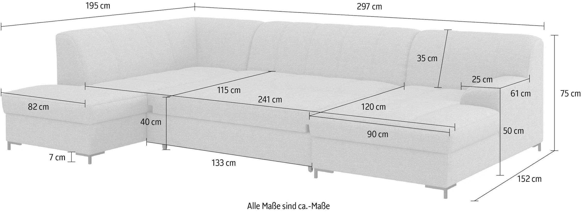 INOSIGN Wohnlandschaft »Balme U-Form«, Inkl. Zierkissen, wahlweise mit Bettfunktion