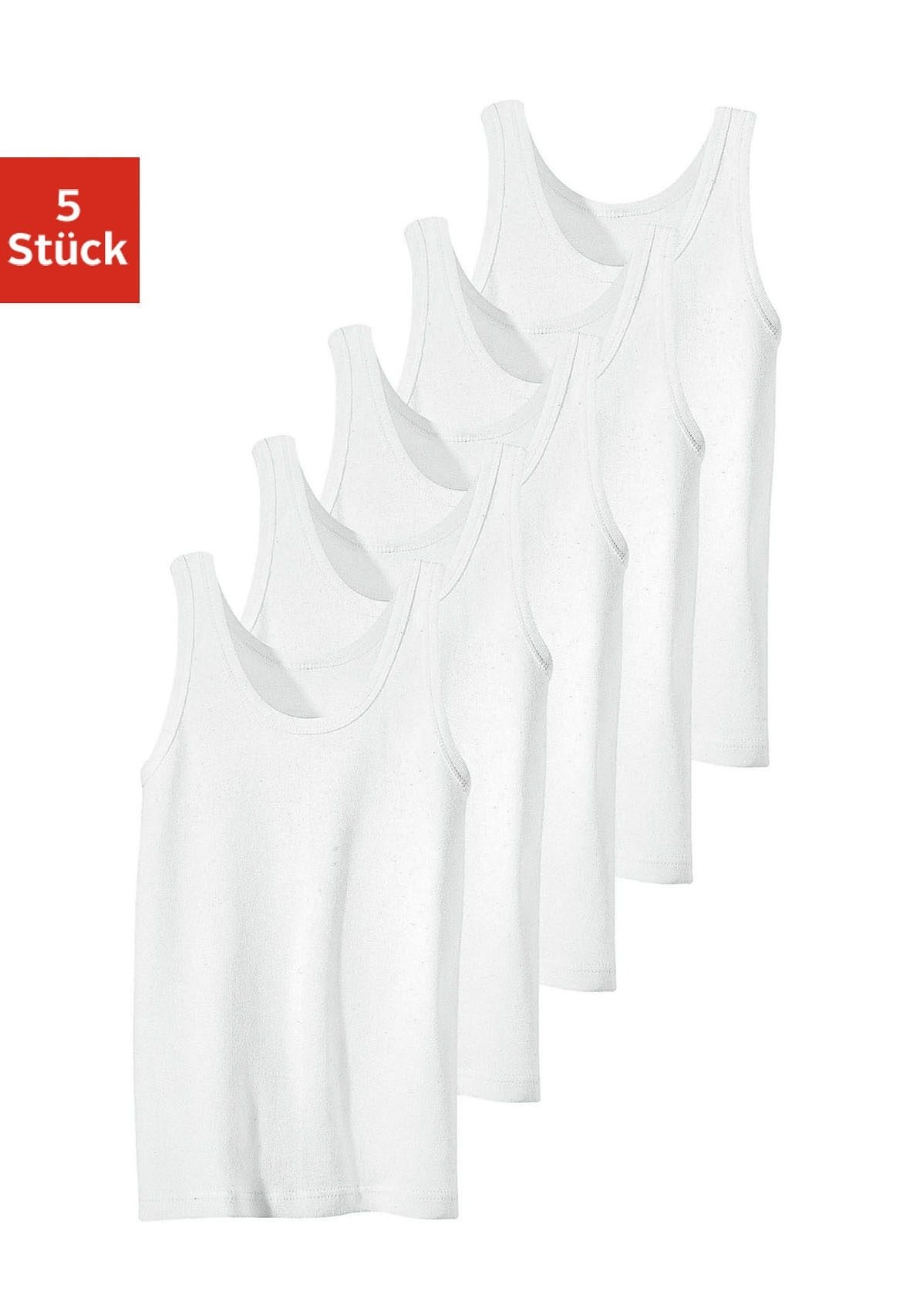 H.I.S Jungen Unterhemd, Gr. 92, weiß, Feinripp, Obermaterial: 100% Baumwolle, unifarben, Unterhemden, Feinripp-Qualität, reine Baumwolle