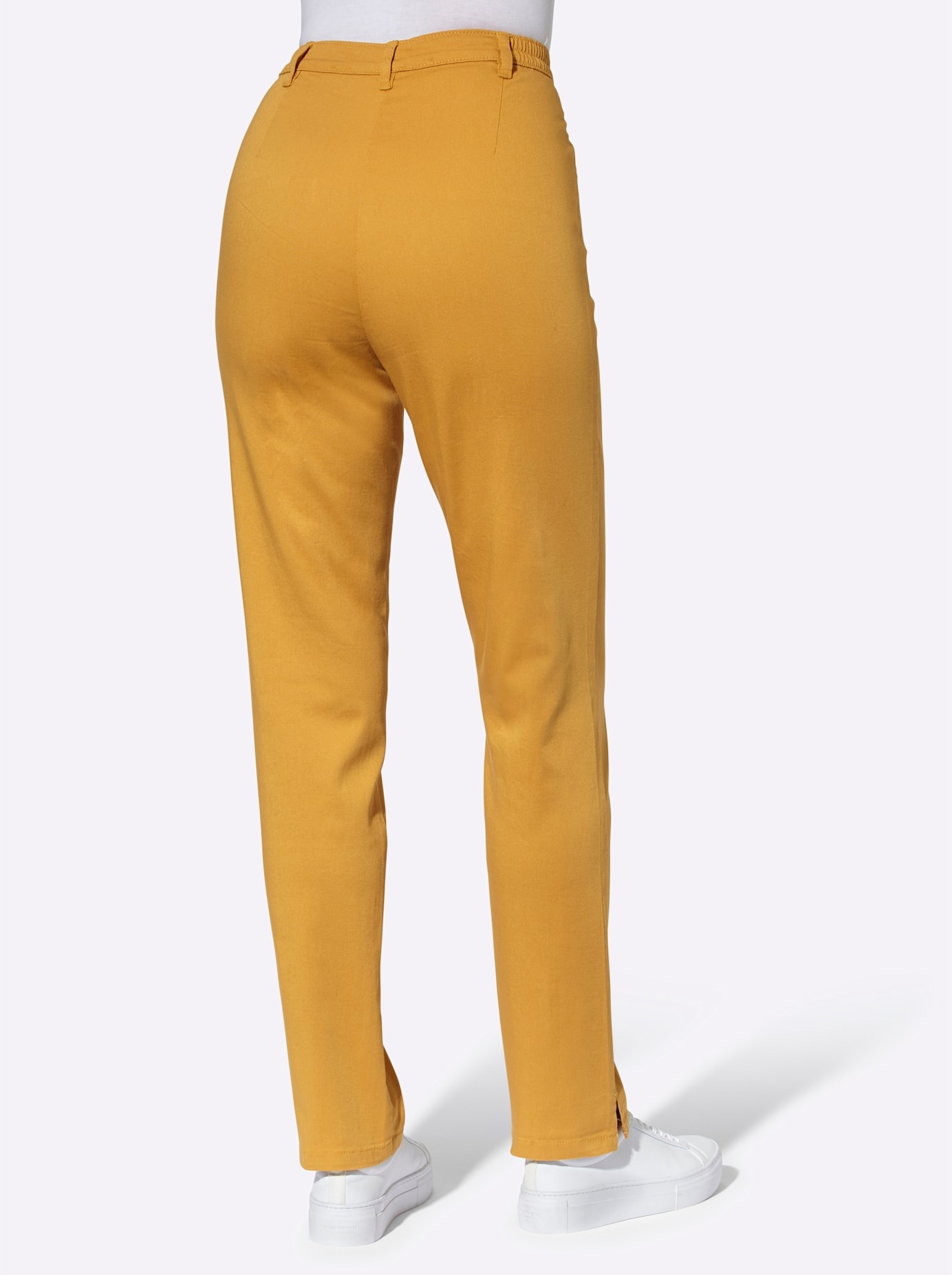 Bequeme Jeans CLASSIC BASICS, Damen, Gr. 225, Extrakurzgrößen, gelb (ocker), 97% Baumwolle, 3% Elasthan, unifarben, lang, Jeans 3