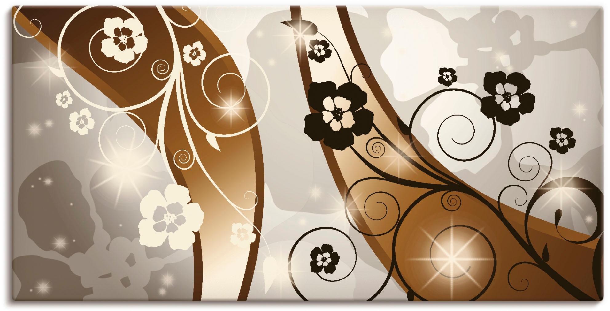 Artland Wandbild "Braune Wirbel mit Blumen" Muster 1 Stk. tlg. als Leinwand günstig online kaufen