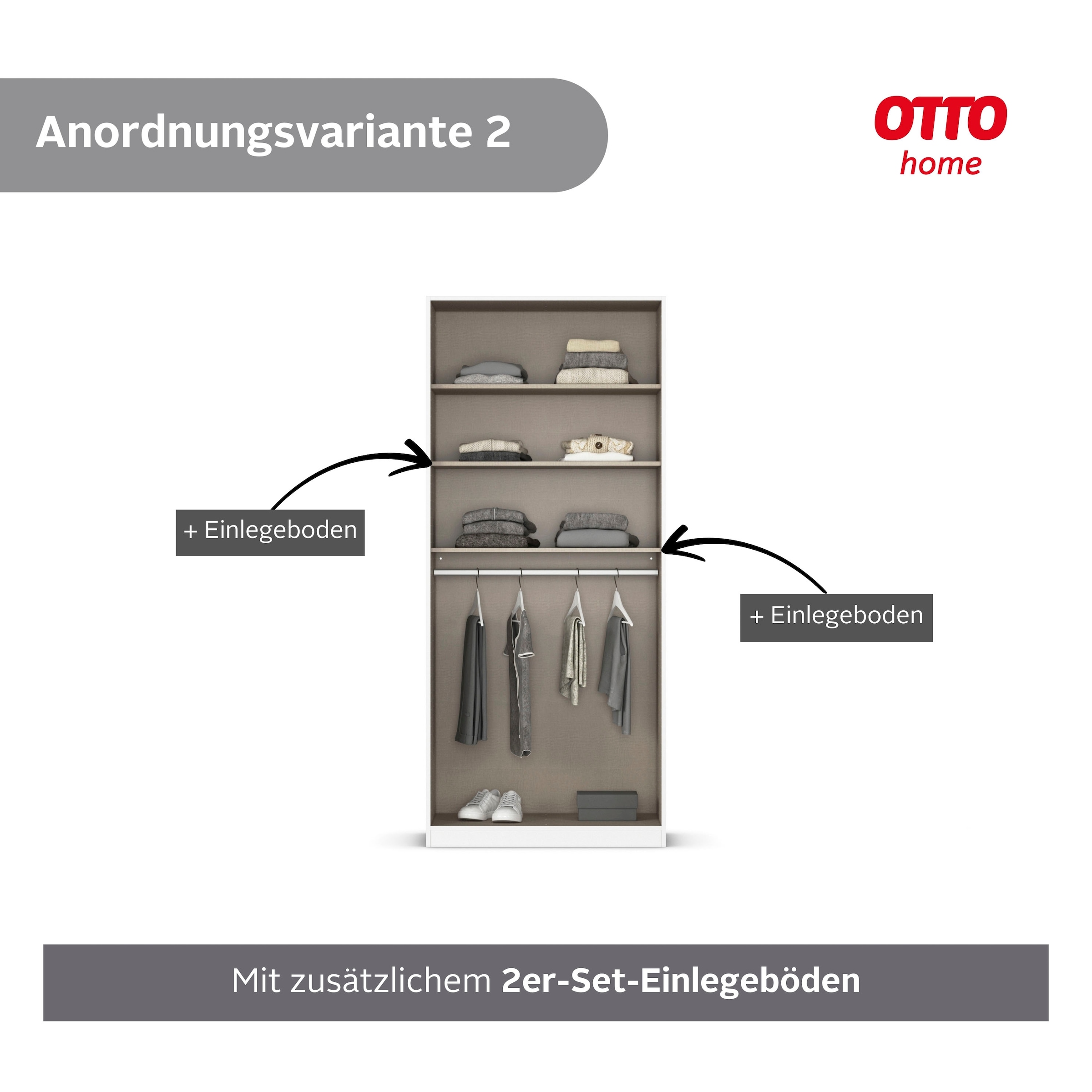OTTO home Kleiderschrank »Mehrzweckschrank Aktenschrank Möbel Mietswohnung Garderobe AGORDO« durchdachte Innenausstattung kleine und große Räume MADE IN GERMANY