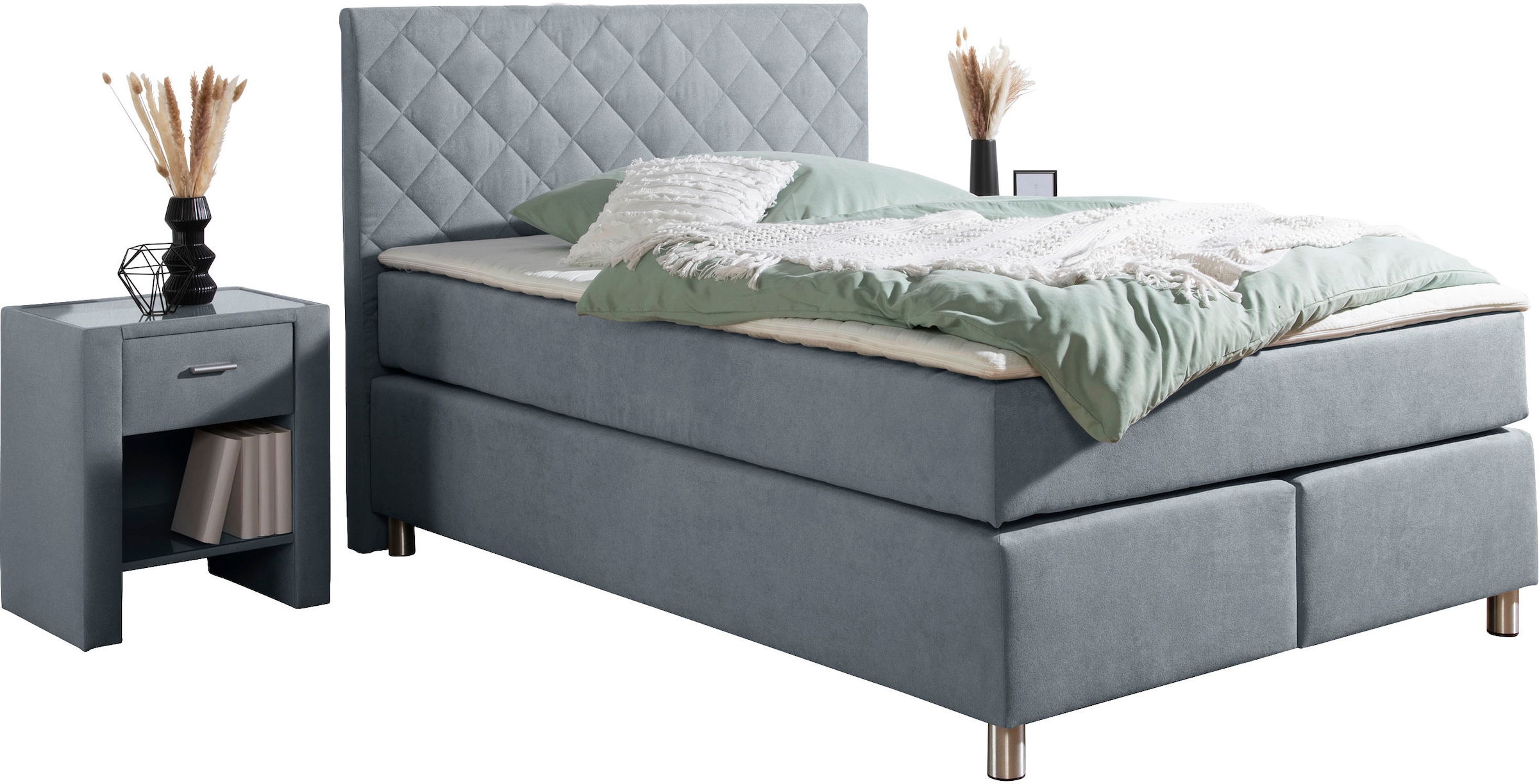 Leonique Boxspringbett "Bernard, in verschiedenen Breiten", inkl. Topper, M günstig online kaufen
