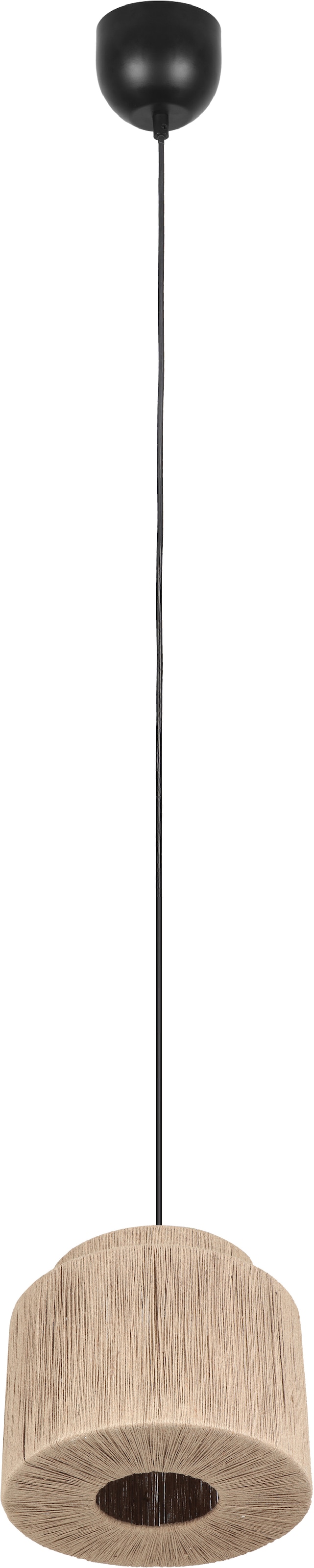 TRIO Leuchten Pendelleuchte »SMILLA, runde Hängelampe mit Jute Lampenschirm Ø 31 cm Höhe 150cm« E27 1 Stk. warmweiß - kaltweiß exkl 1x E27 max 10W, Hängeleuchte Küche Schlafzimmer Esszimmer