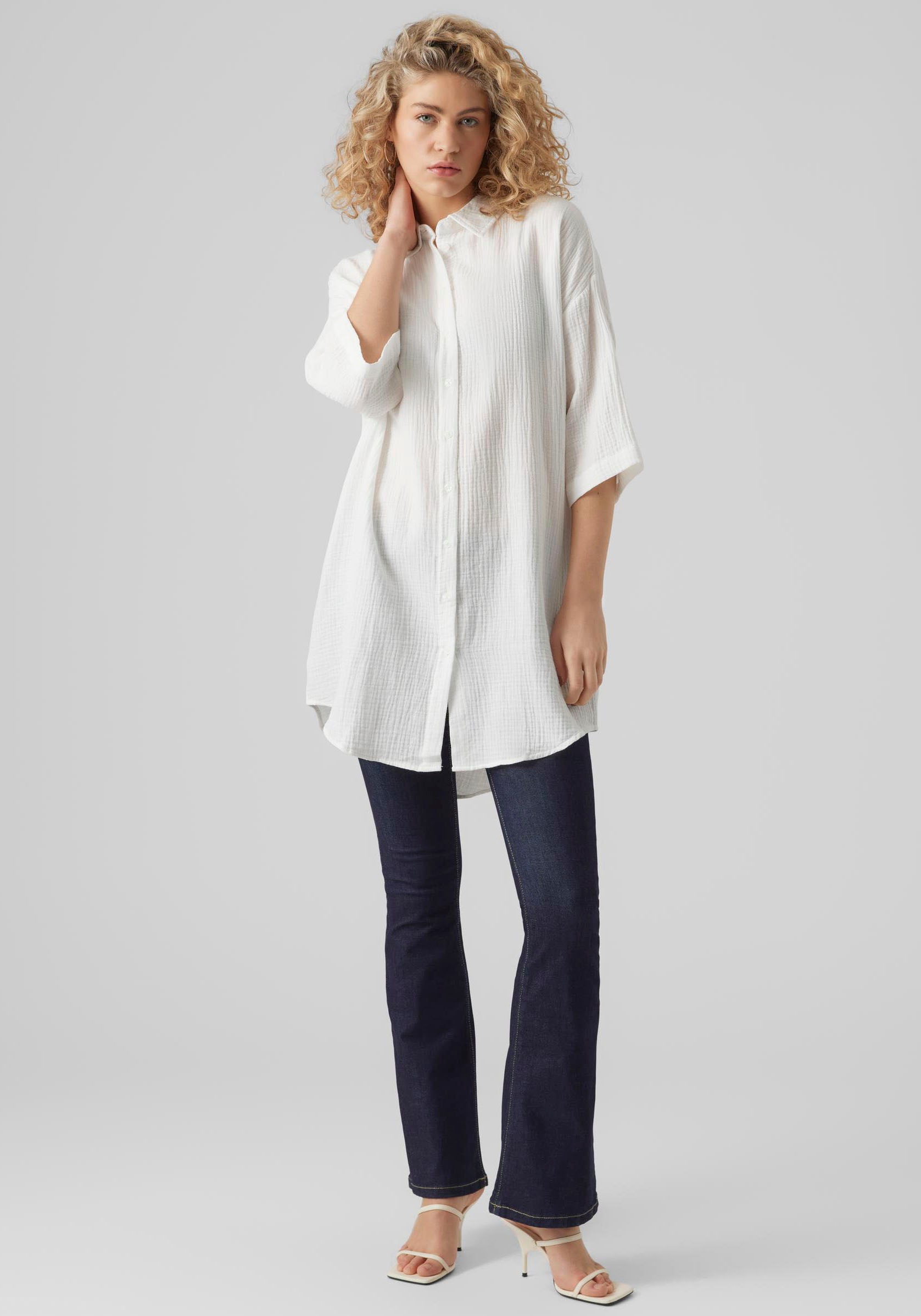 Thumbnail - Vero Moda Hemdblusenkleid "VMNATALI 3/4 LONG OVERSHIRT NOOS" Sommerkleid, mit 3/4 Ärmel