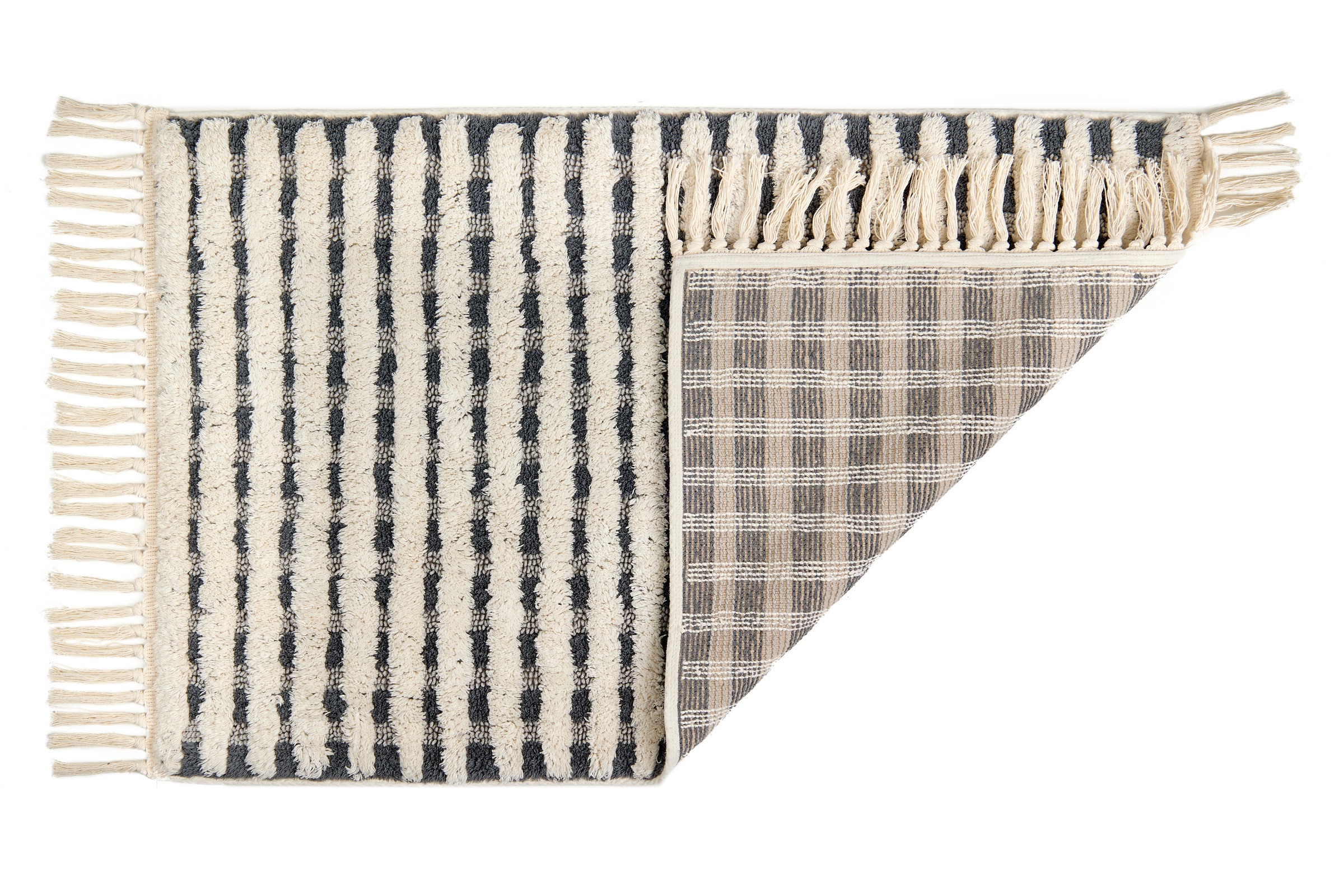 SCHÖNER WOHNEN-Kollektion Badematte »»Bahamas Gitter«« Höhe 20 mm rutschhemmend beschichtet fußbodenheizungsgeeignet waschbar, Baumwolle, Badvorleger mit Fransen, Badteppich