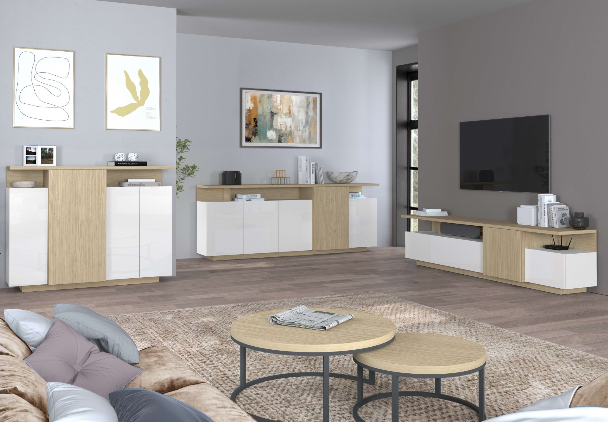 OTTO home Sideboard »Sideboard ETHOS, Kommode, Schrank, Kredenz« 1 Stk. tlg. Mit 5 Drehtüren, 8 Innenfächern und 2 Außenfächern, B.210 cm