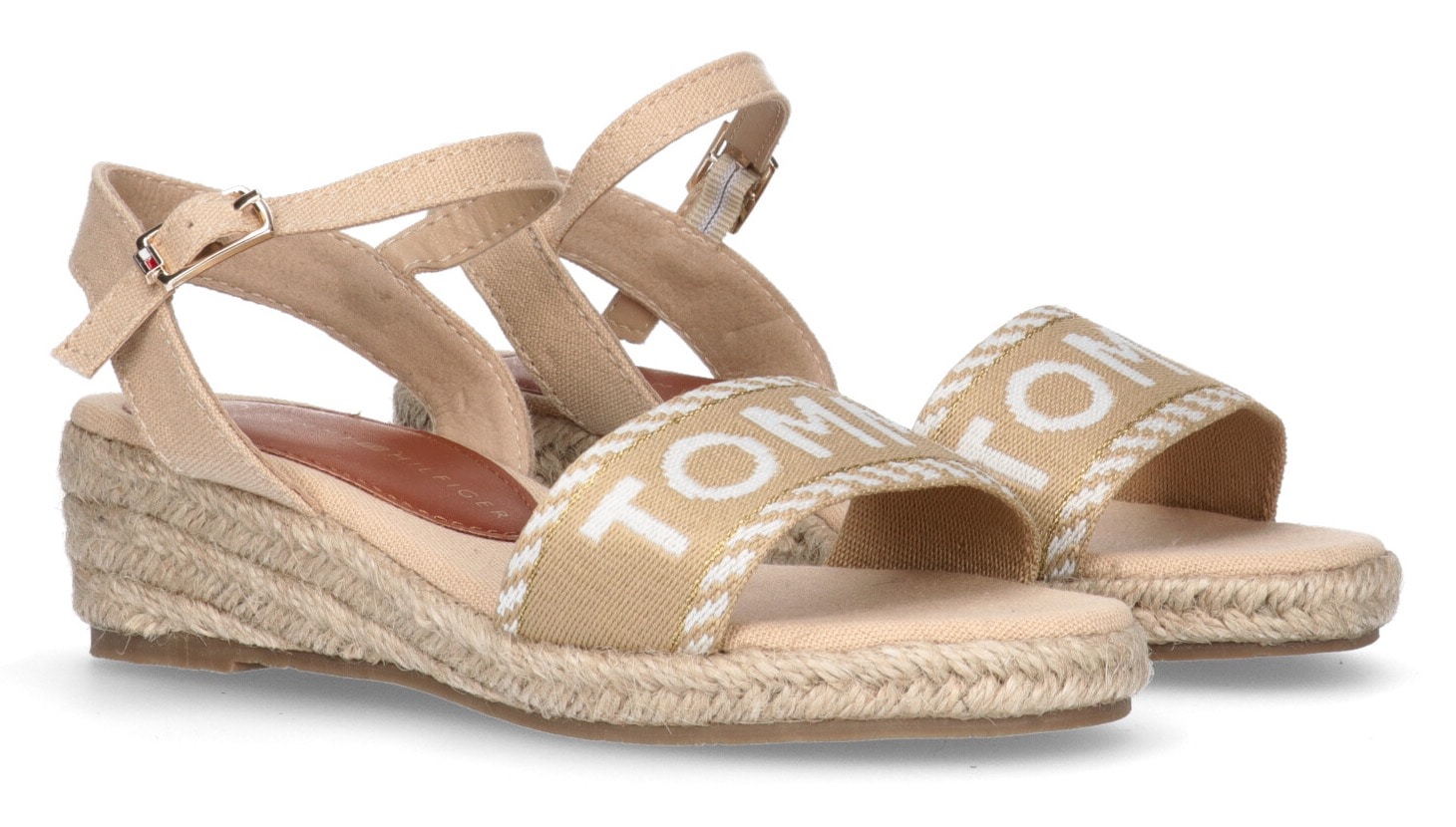 Tommy Hilfiger Sandale "ROPE WEDGE SANDAL", Sommerschuh, Sandalette, Keilabsatz, mit kleinem Keilabsatz