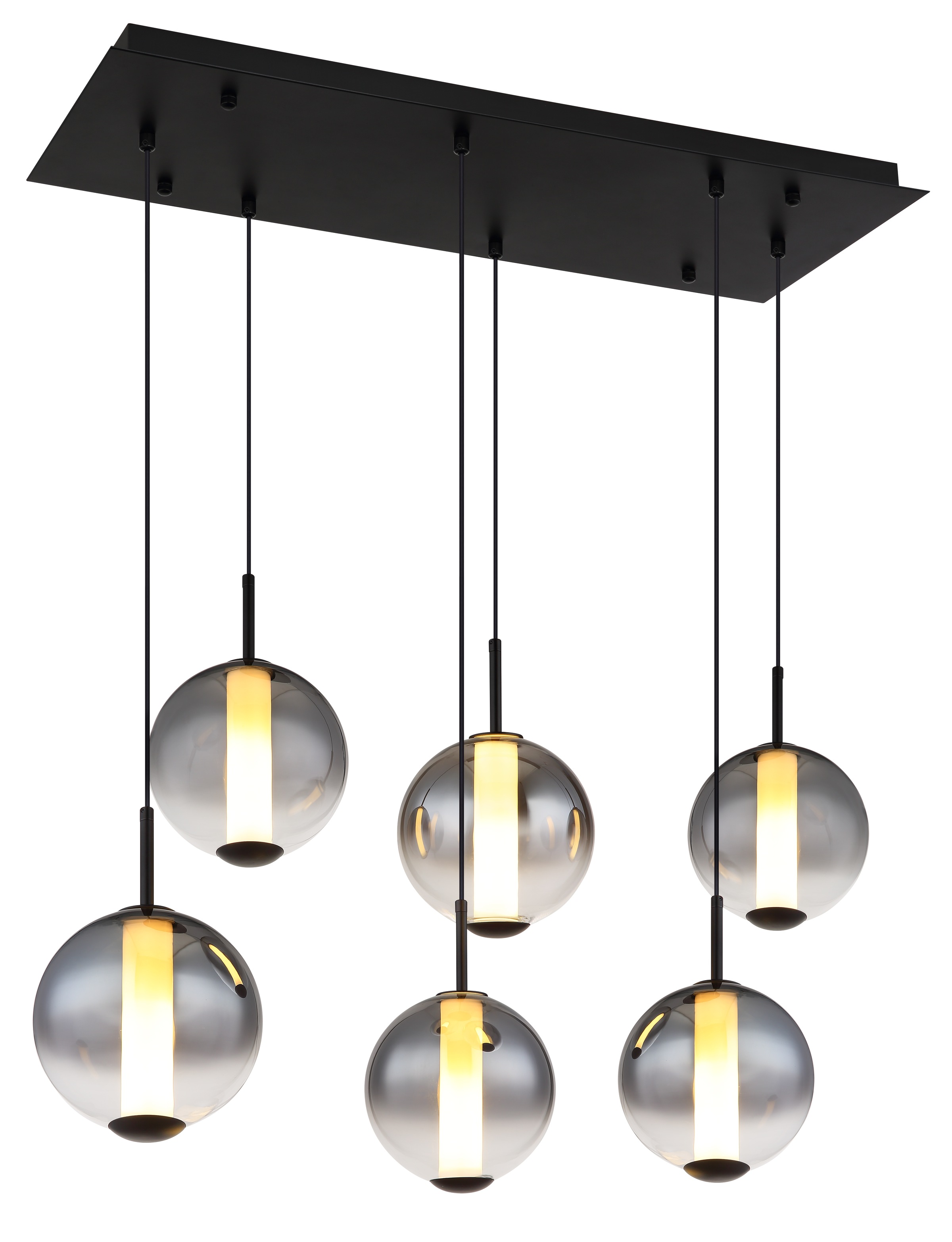 GLOBO LIGHTING Hängeleuchte »LACY« LED-Modul 1 Stk. Warmweiß Hängeleuchte Schwarz, Glaskugeln Rauch/Opal, LED 78W