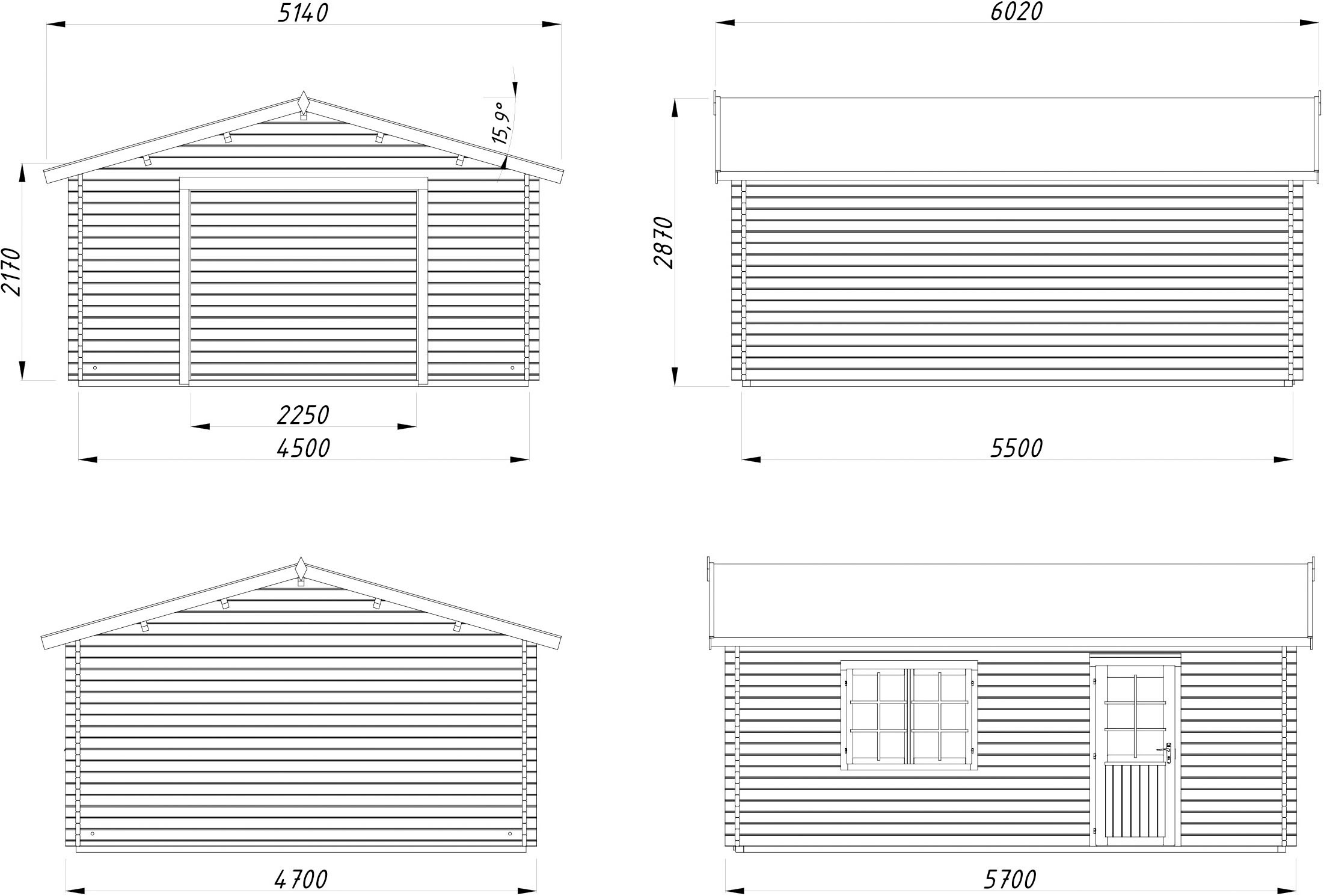 Palmako Garage »Roger, ohne Tor« BxTxH: 514x598x287 cm
